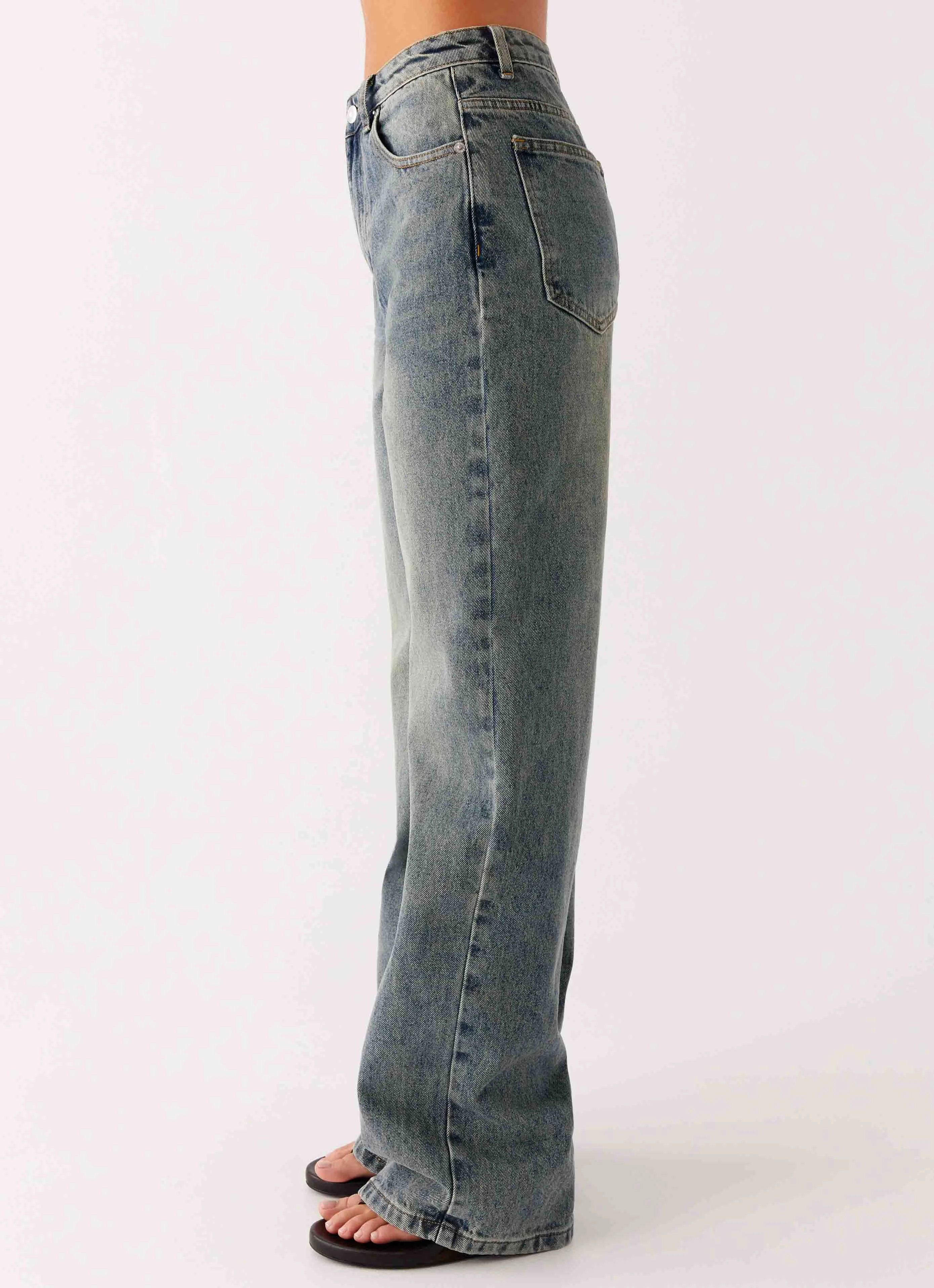Back Again Straight Leg Denim Jeans - Dirty Wash Day Ready Stretch Material