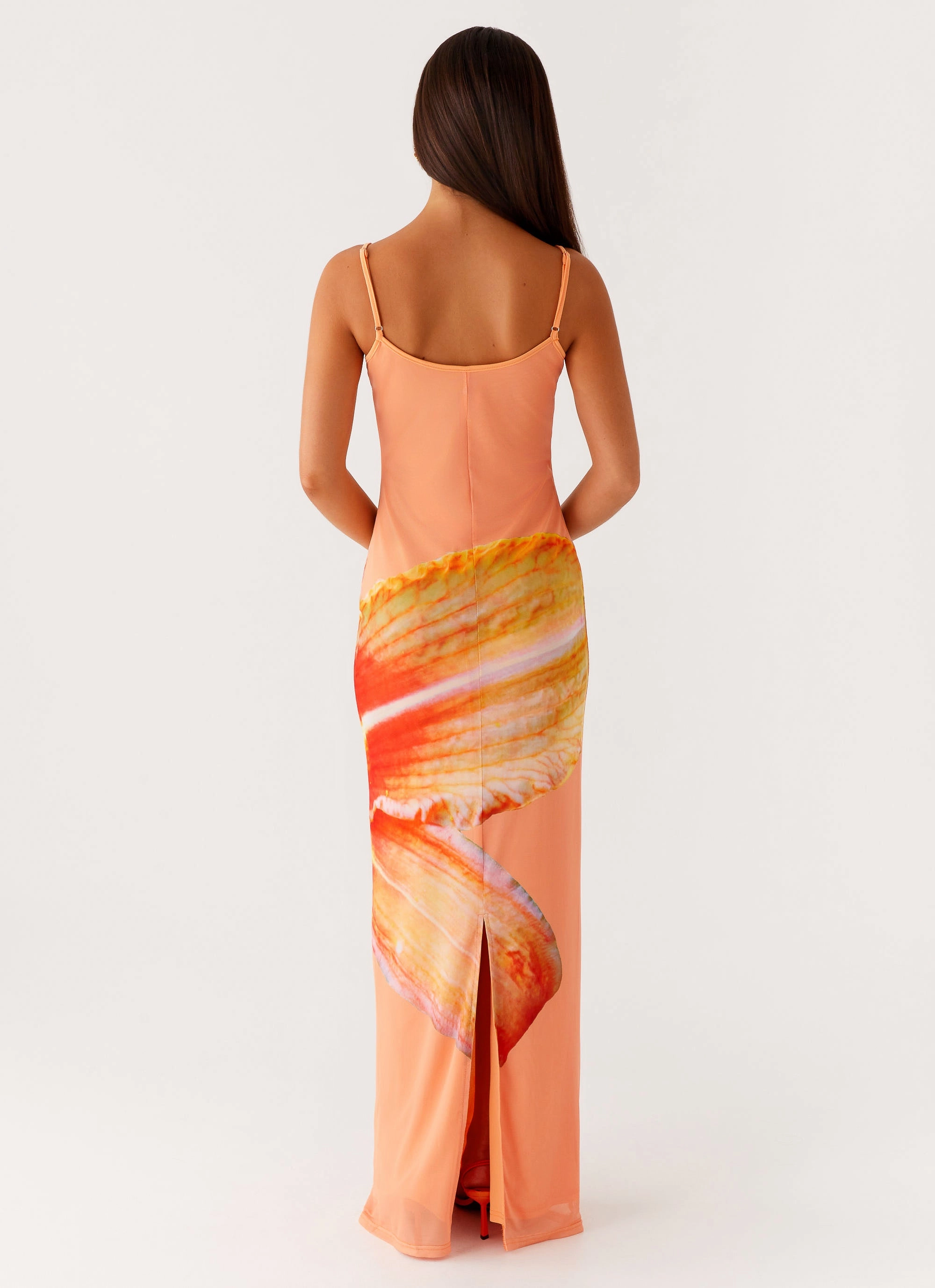 Bad News Mesh Maxi Dress - Orange Floral Designer-Label