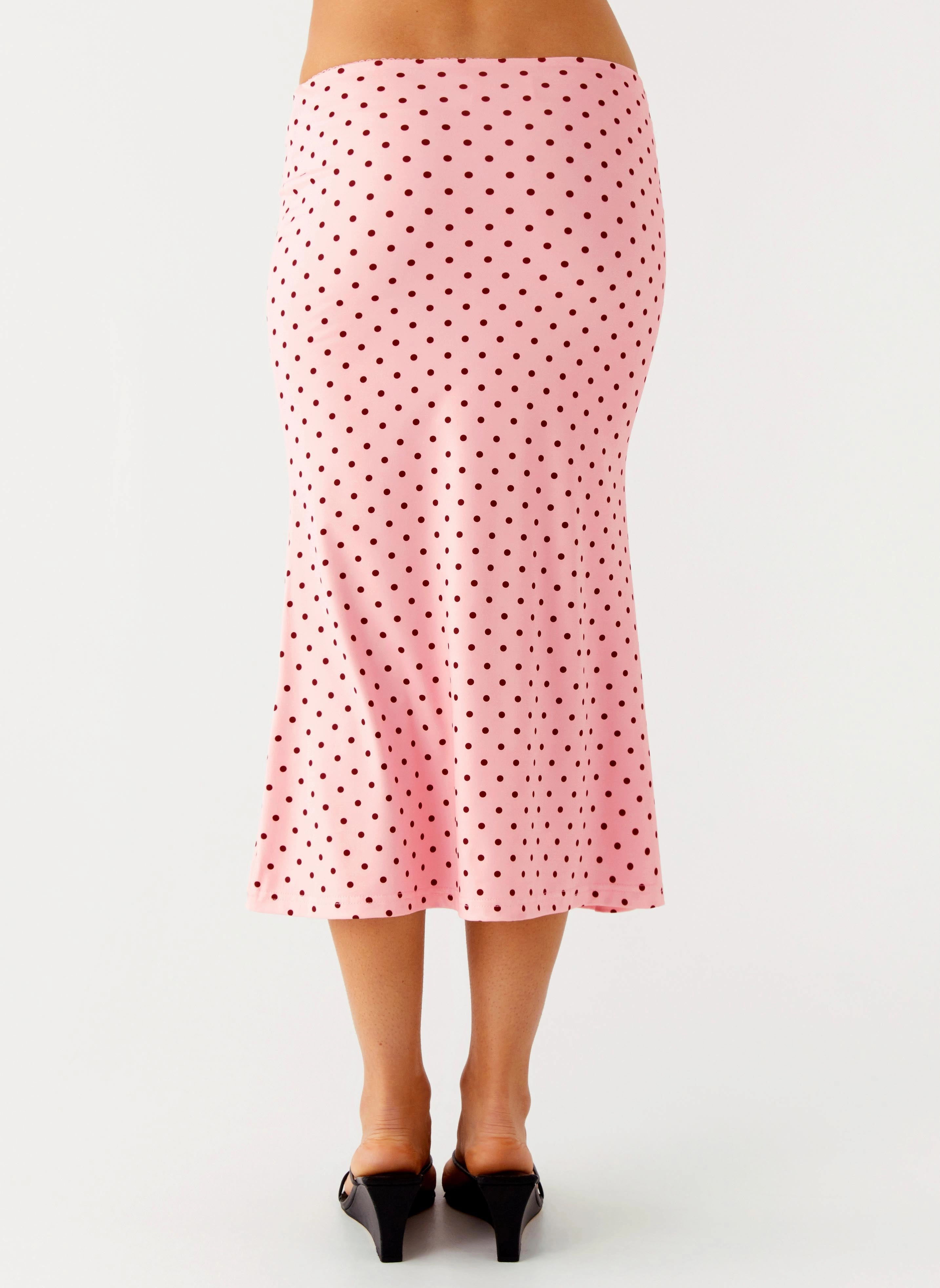 Outdoor Friendly Bahama Low Rise Midi Skirt - Strawberry Dot