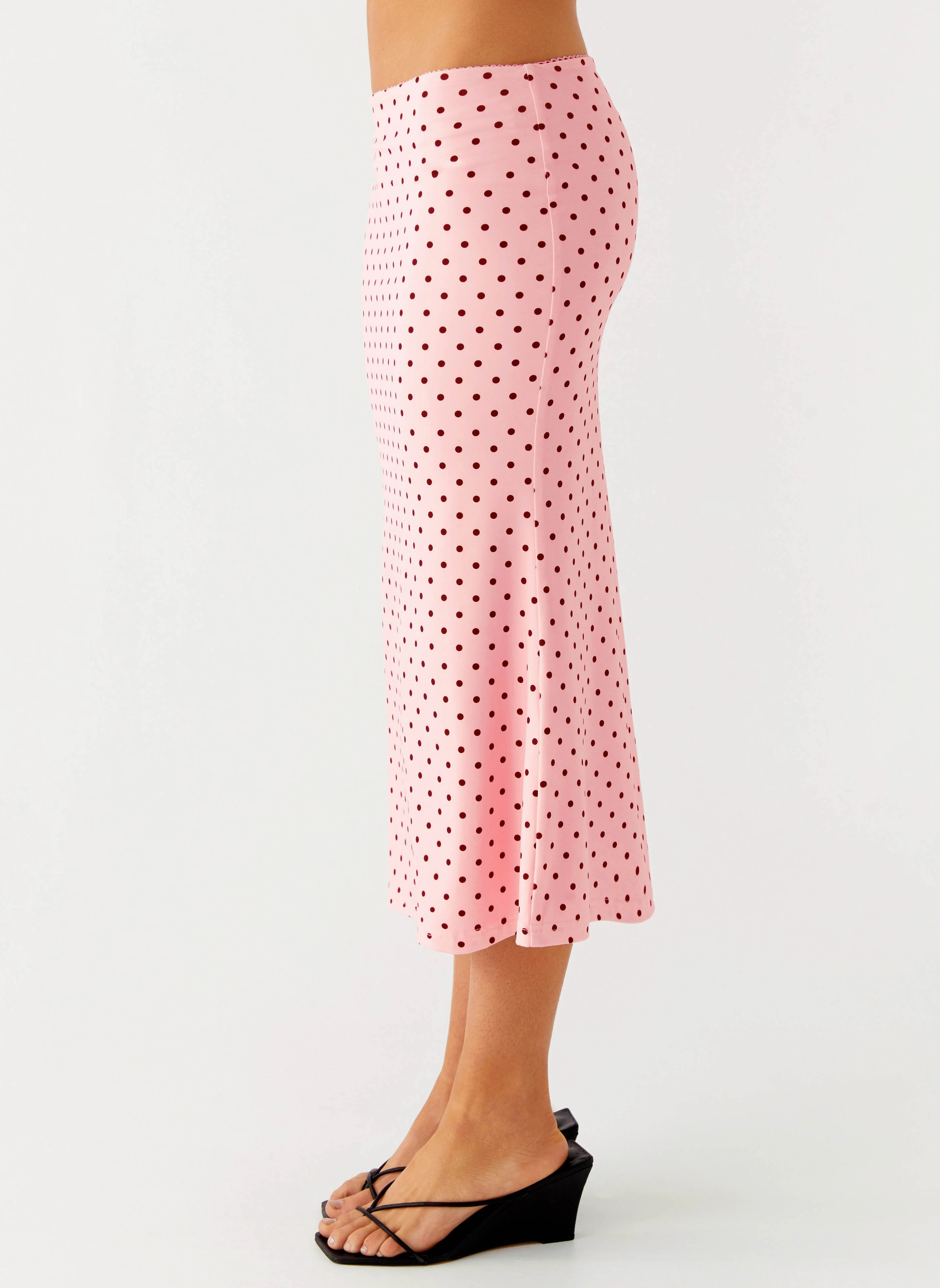 Weekend Style Bahama Low Rise Midi Skirt - Strawberry Dot