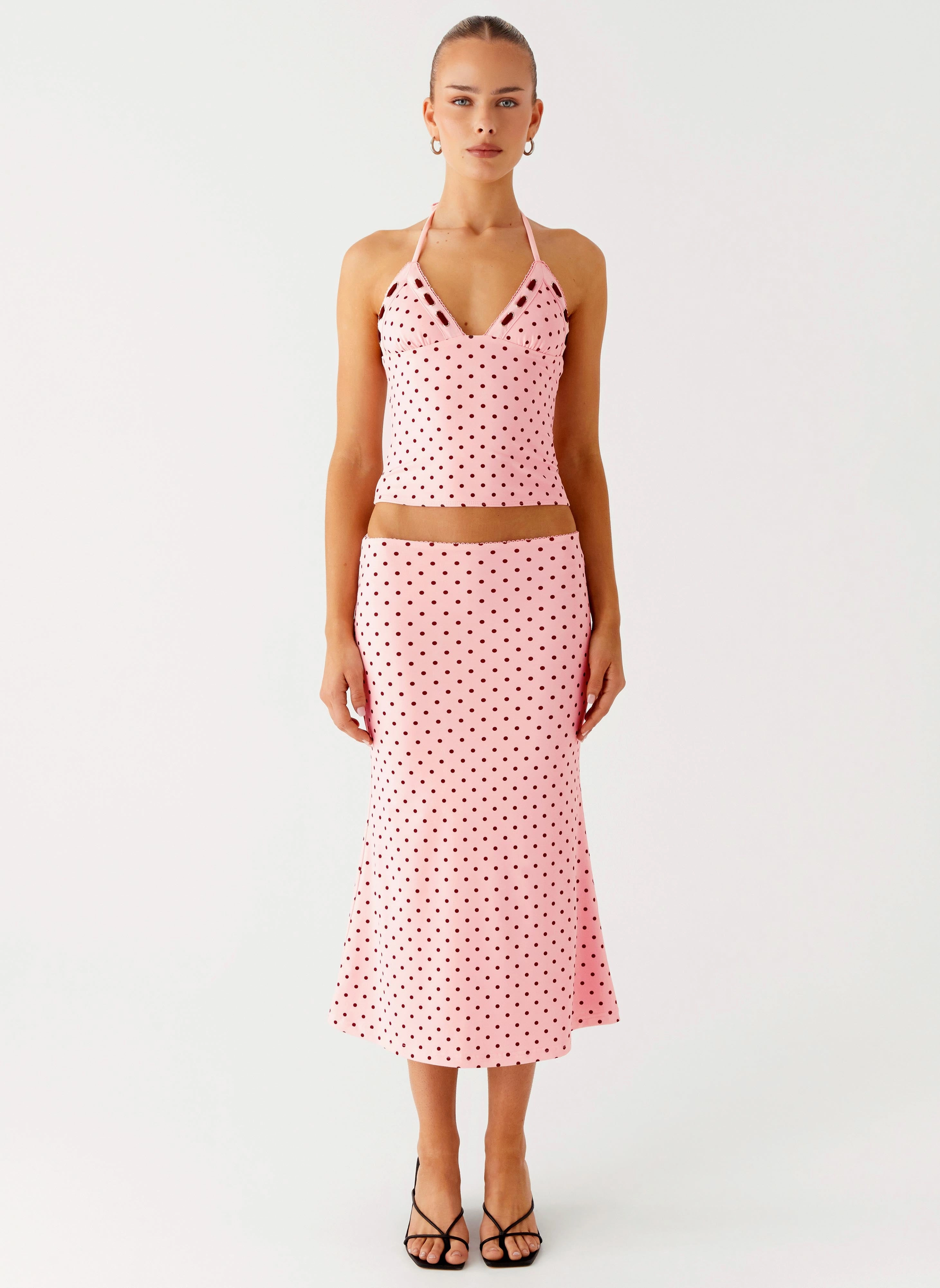 Bahama Low Rise Midi Skirt - Strawberry Dot Versatile Layer
