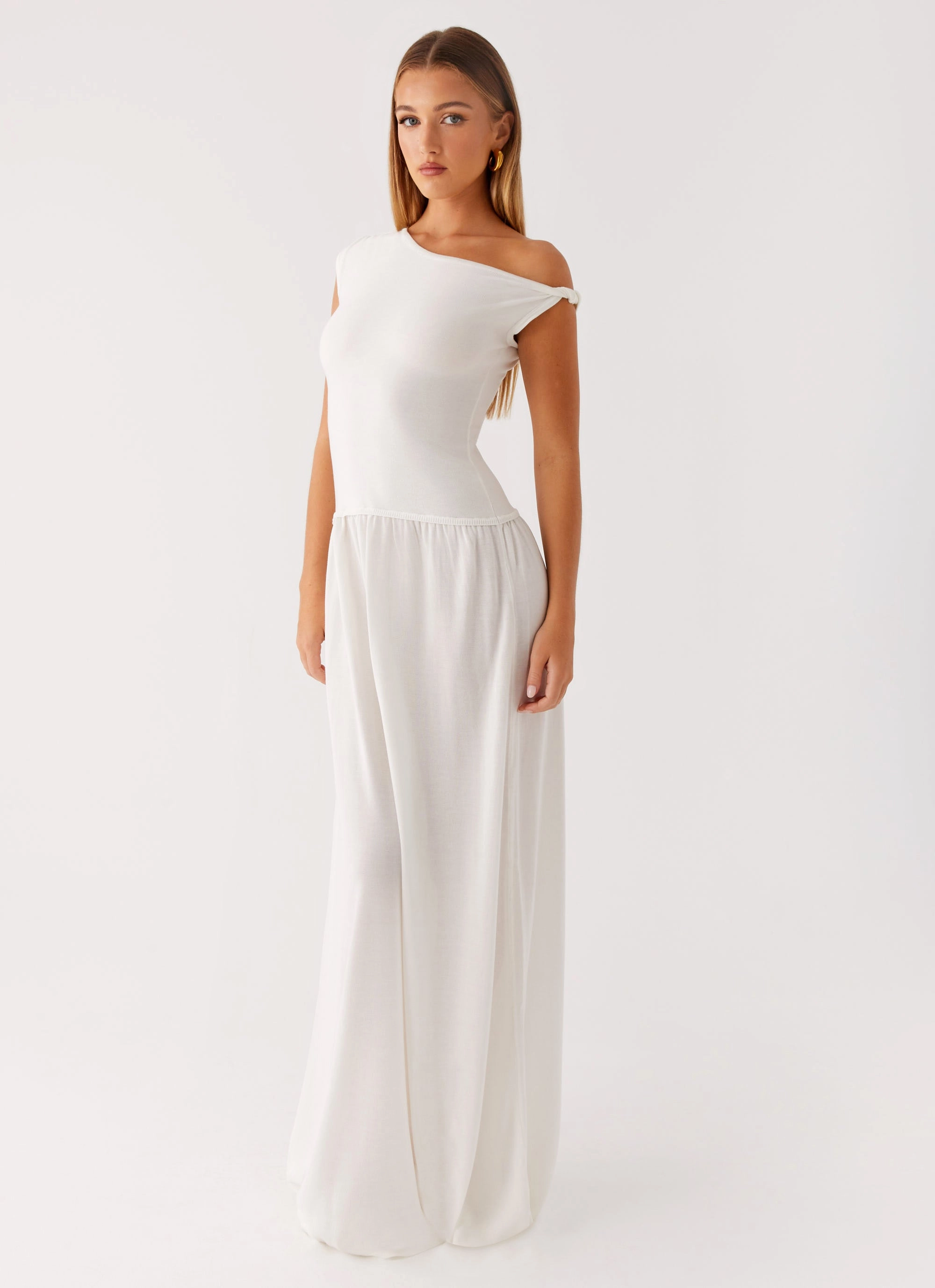 Everyday Movement Smart and Chic Ardella One Shoulder Maxi Dress - Ivory