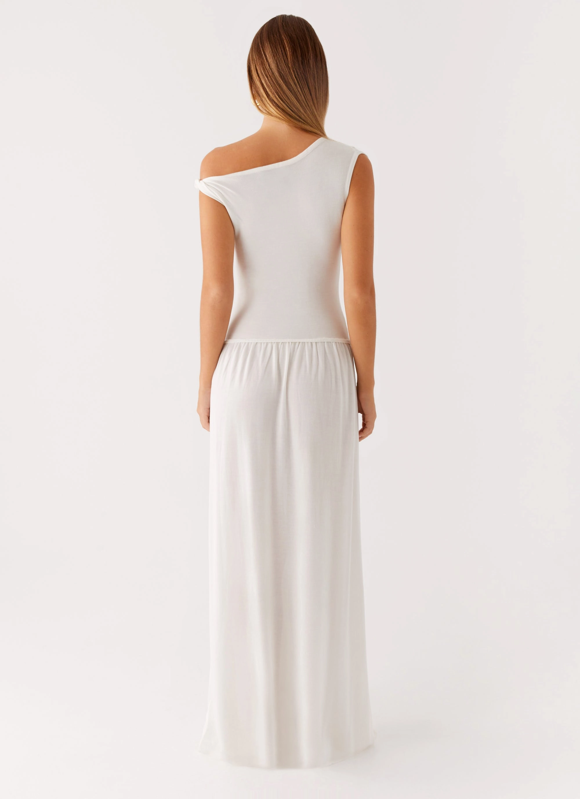 Ardella One Shoulder Maxi Dress - Ivory Casual weekend dress Minimalist Design