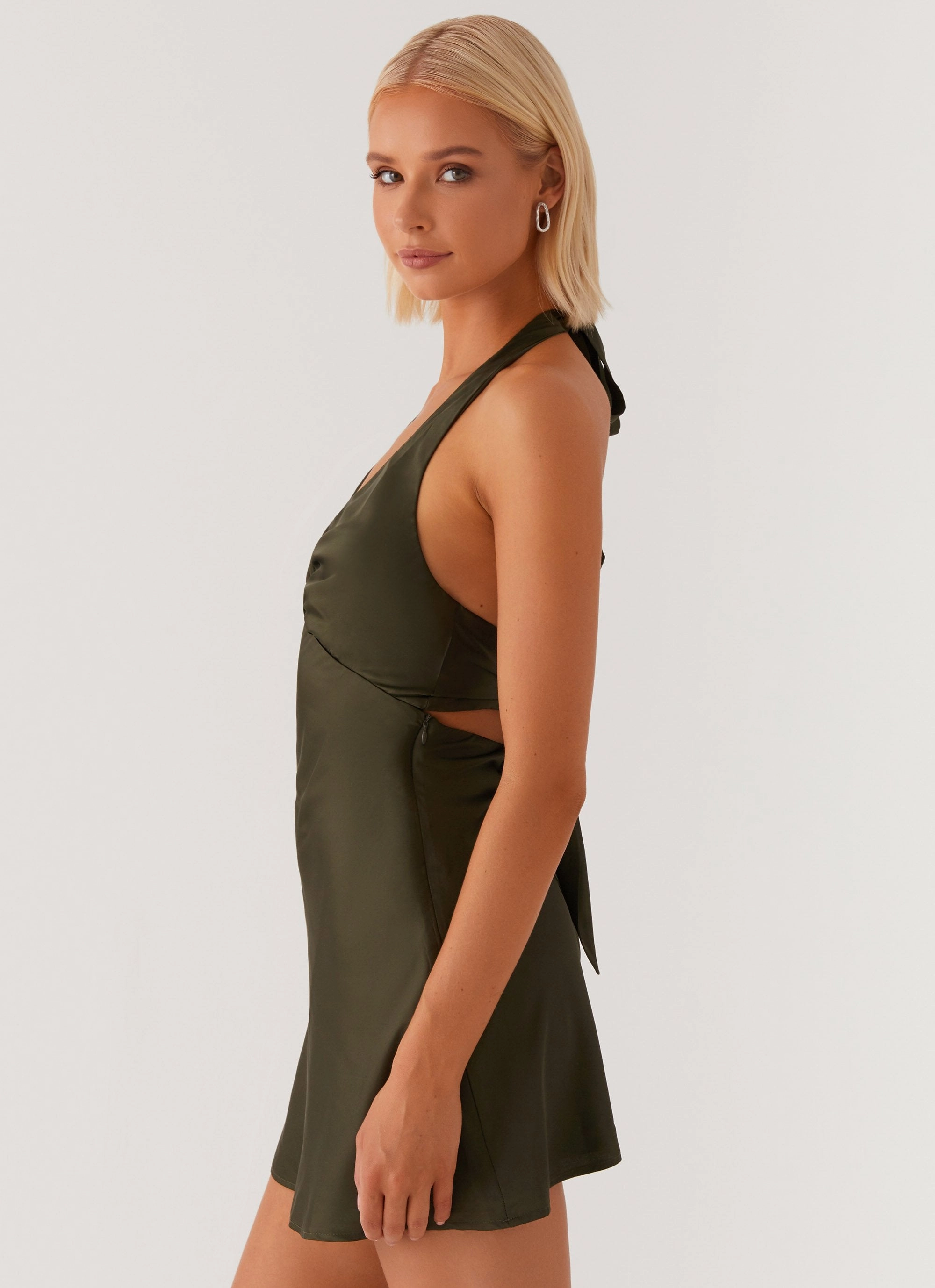 Sculpted Fit Heavy Hearted Mini Dress - Khaki