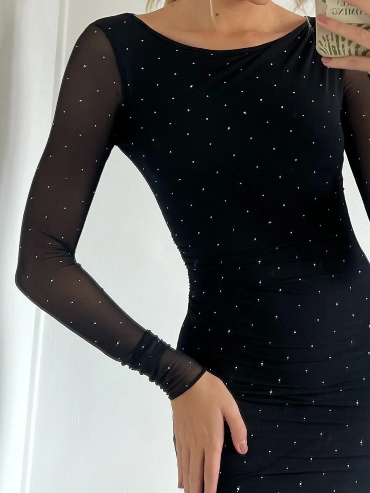 Gia Hot Fix Mesh Mini Dress / Black Vibrant color dress Light Soft