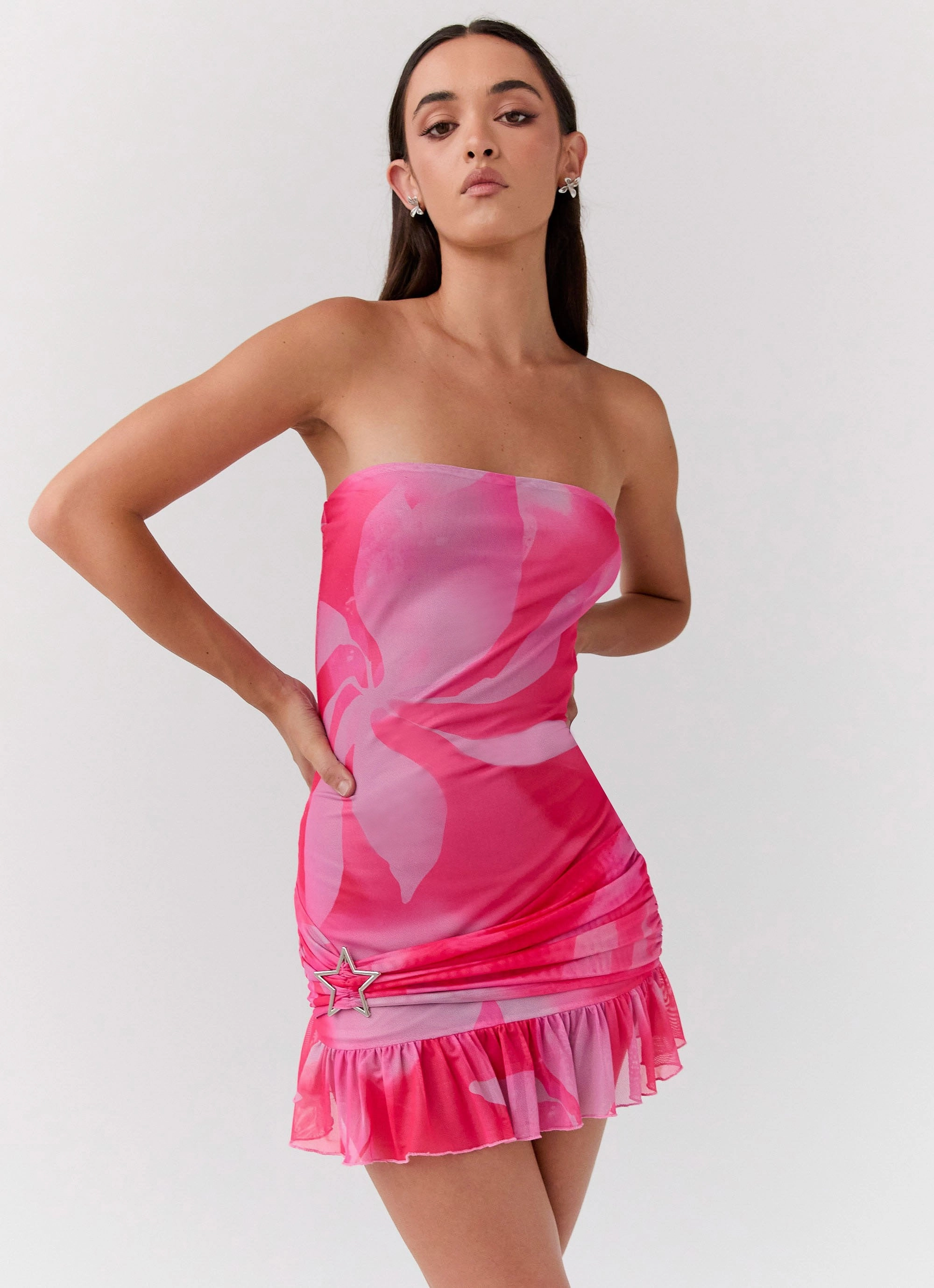 Besa Mesh Mini Dress - Neon Blush Soft fabric piece Classic sheath dress