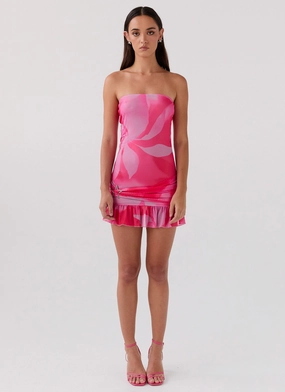Day To Night Sophisticated Wear Besa Mesh Mini Dress - Neon Blush