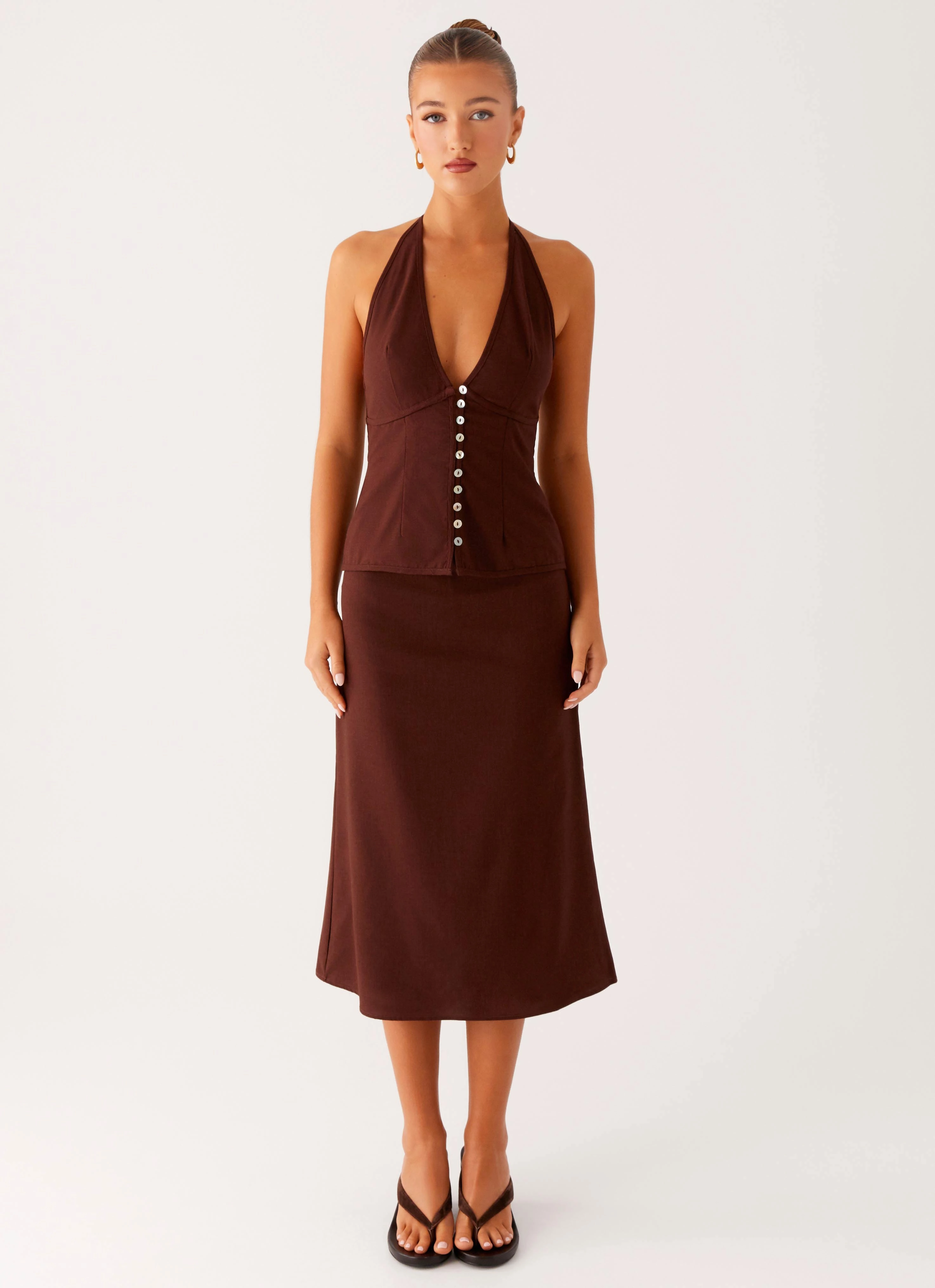 Esther Midi Skirt - Chocolate Urban Pulse
