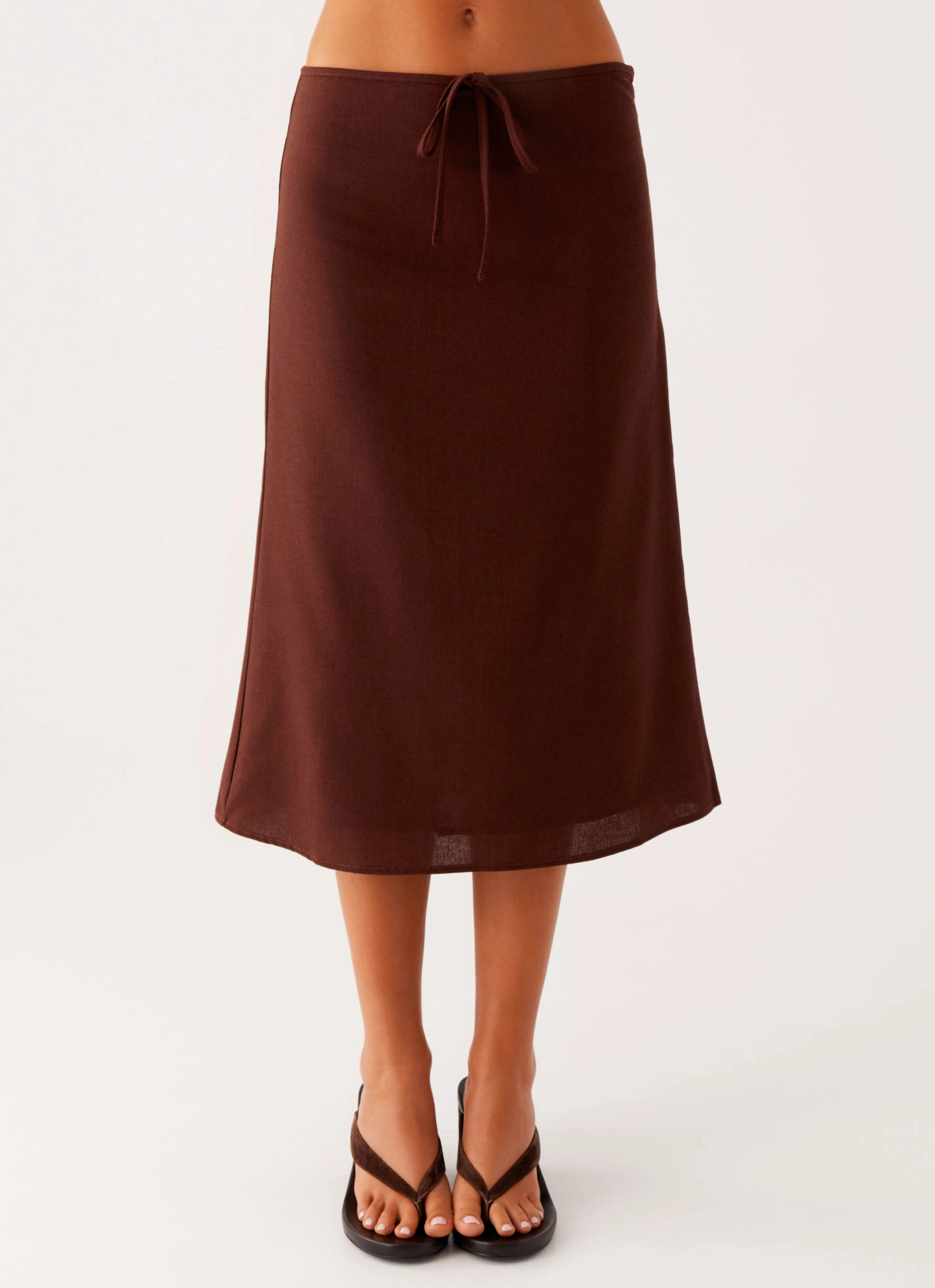 Sleek Flow Esther Midi Skirt - Chocolate