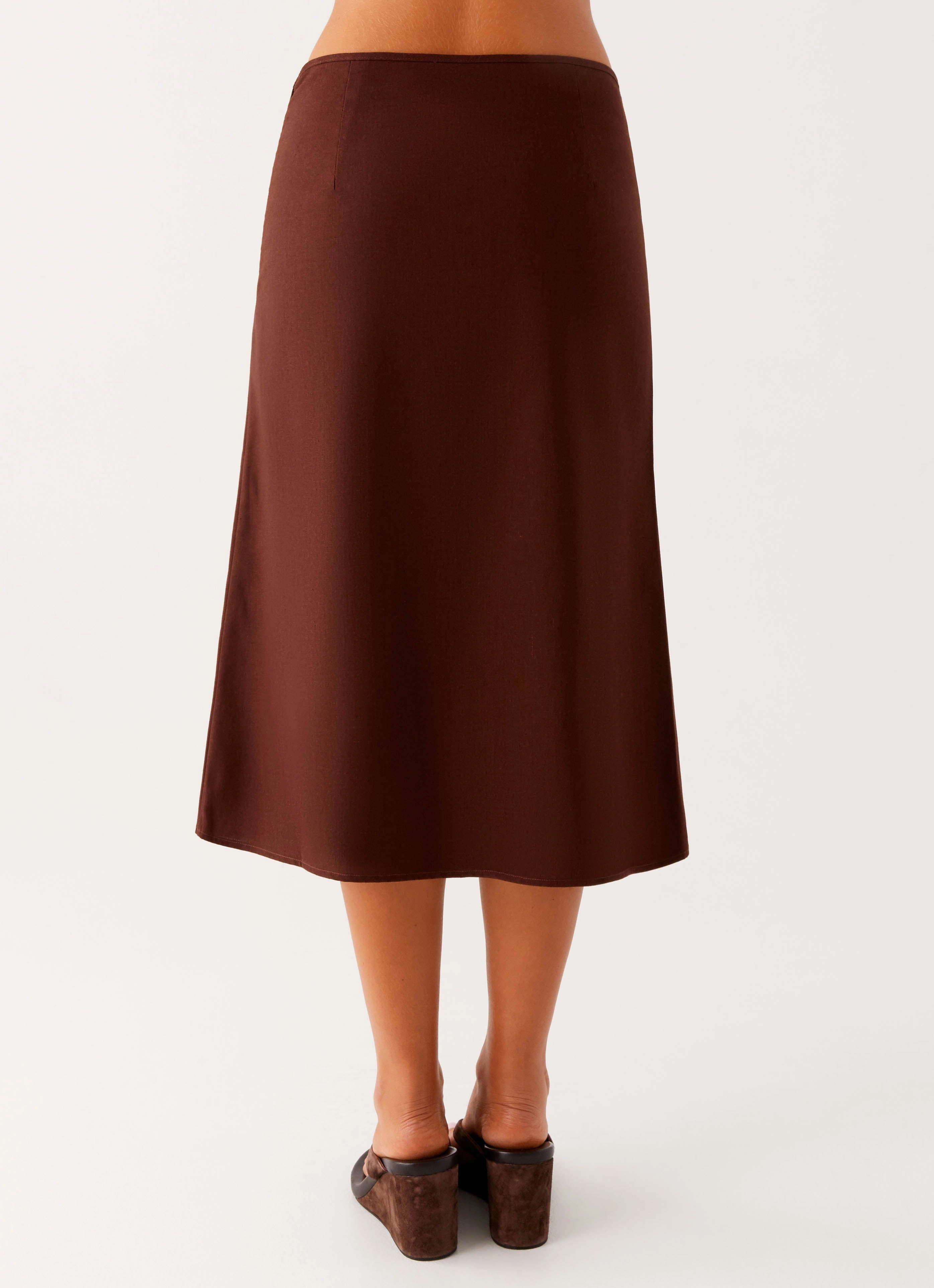 Esther Midi Skirt - Chocolate Breathable Weekend Fashion