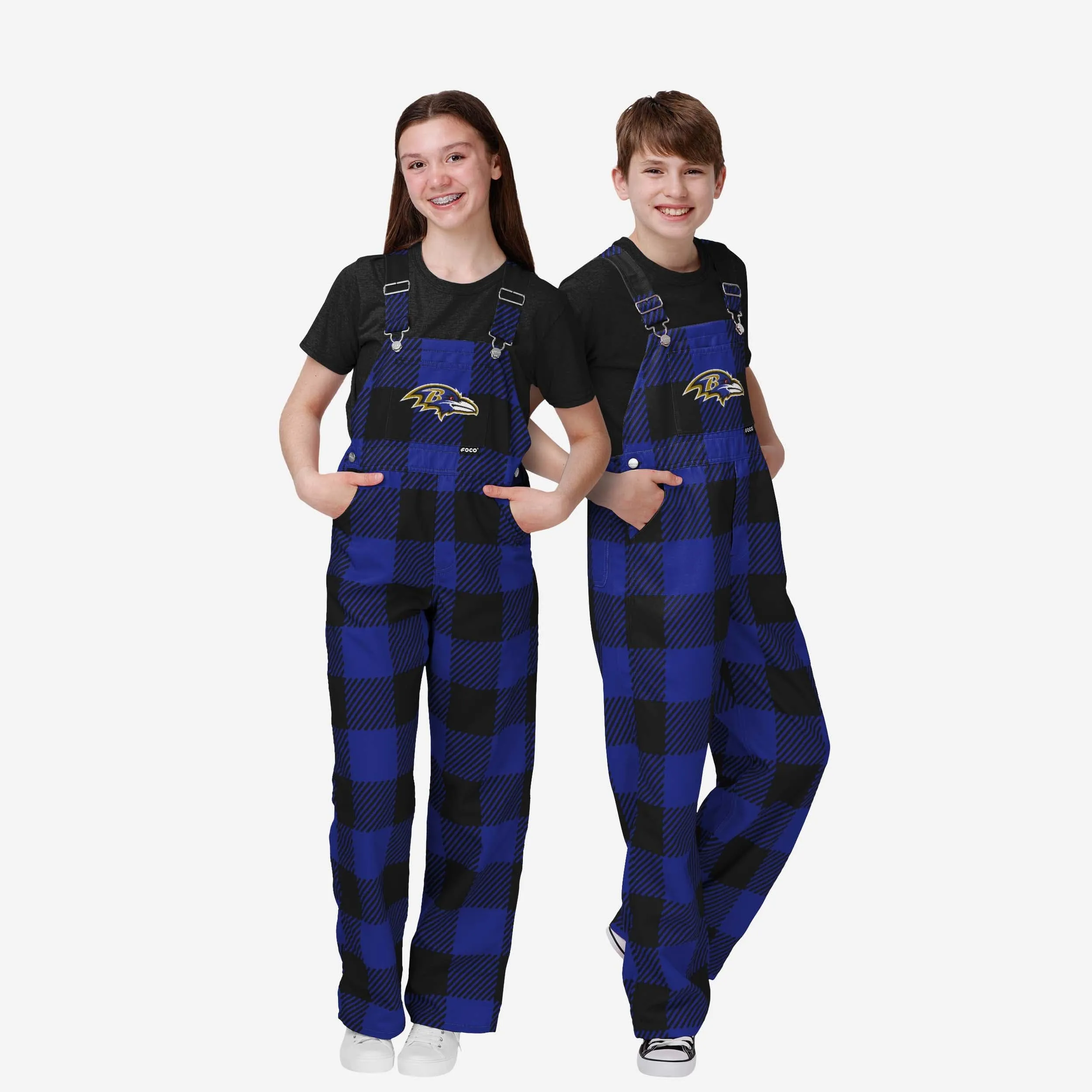 Baltimore Ravens Youth Plaid Bib Overalls