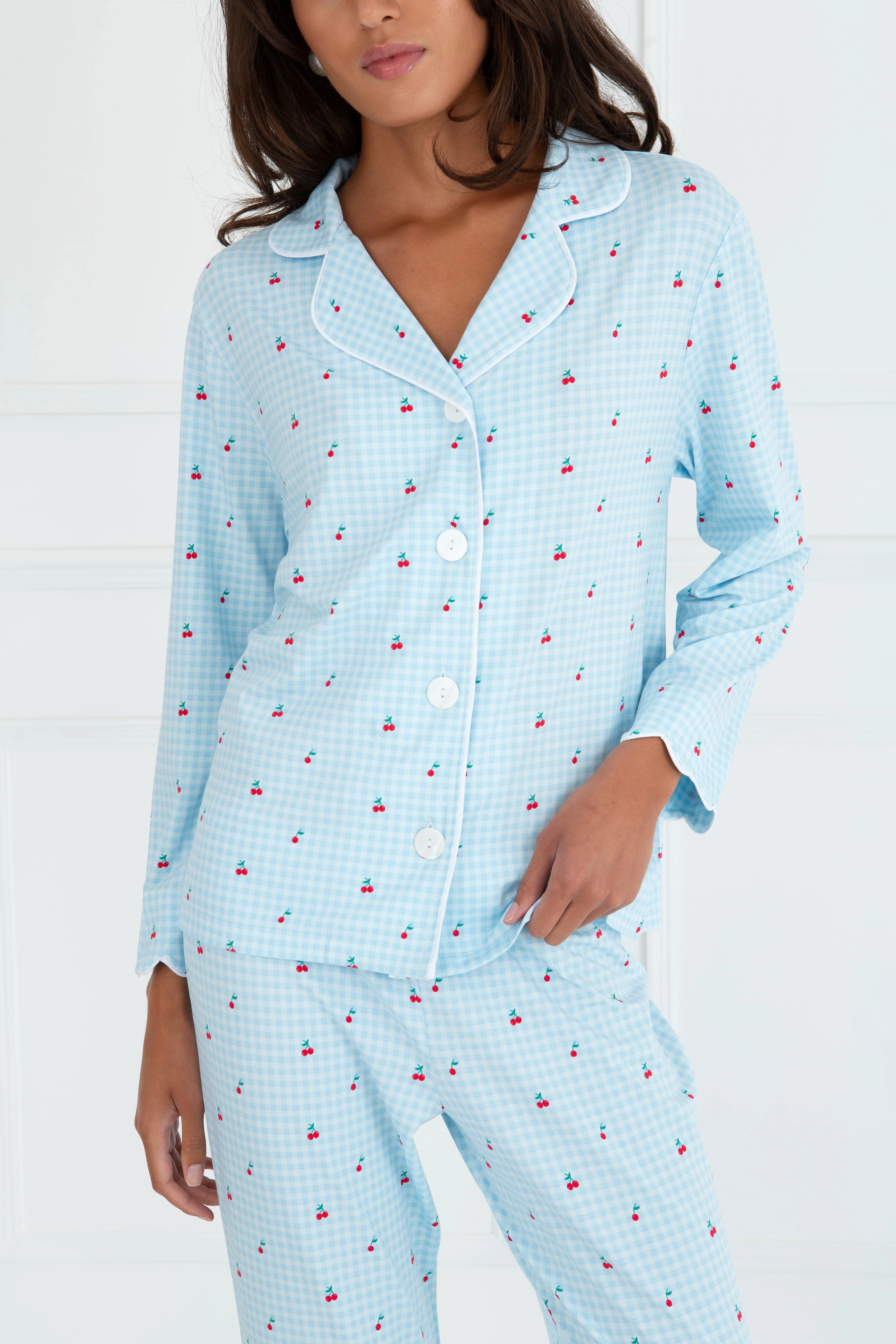 Bamboo Sleepwear (Cherry Check Print) Soft Hoodie