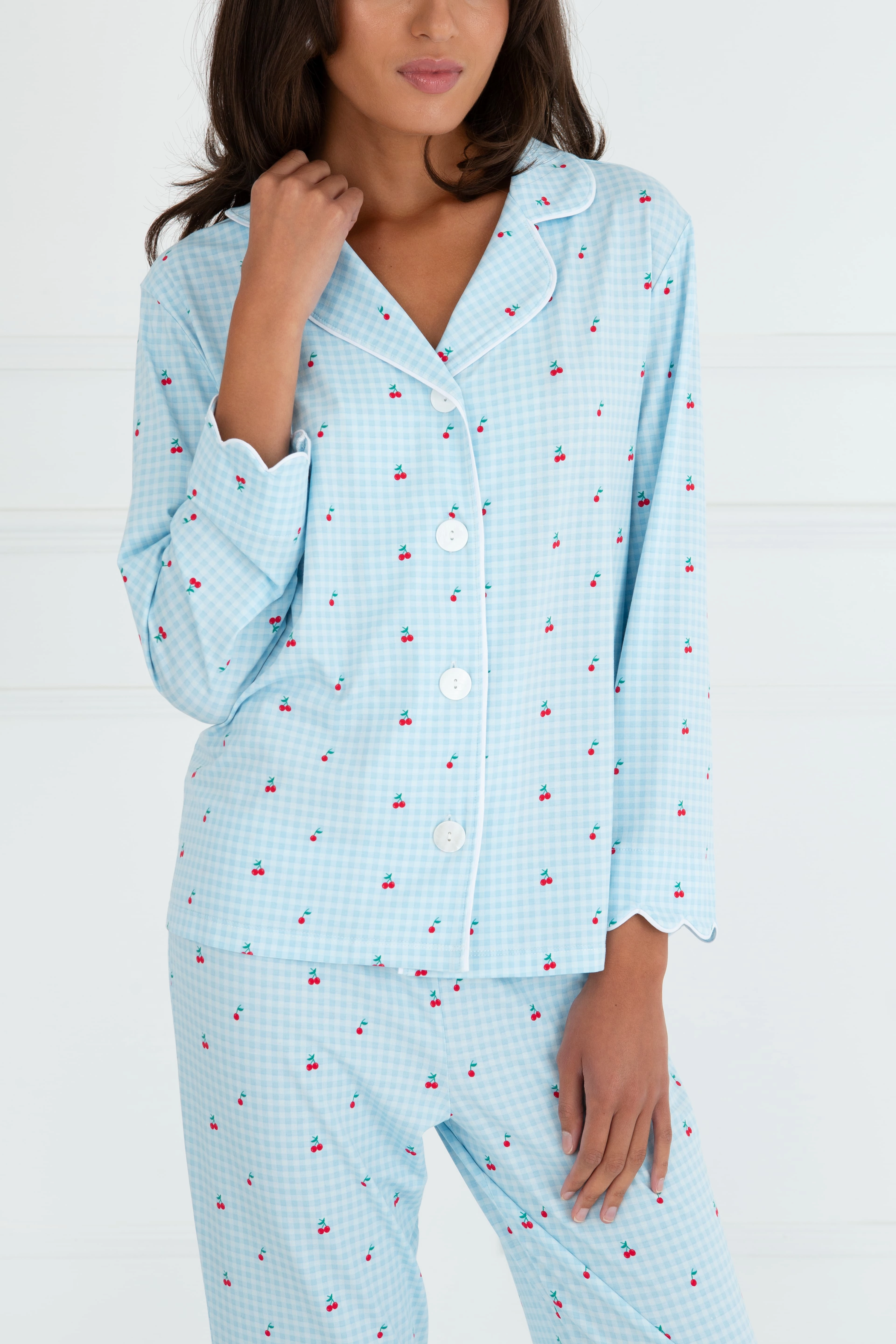 Soft Cotton Bamboo Sleepwear (Cherry Check Print)