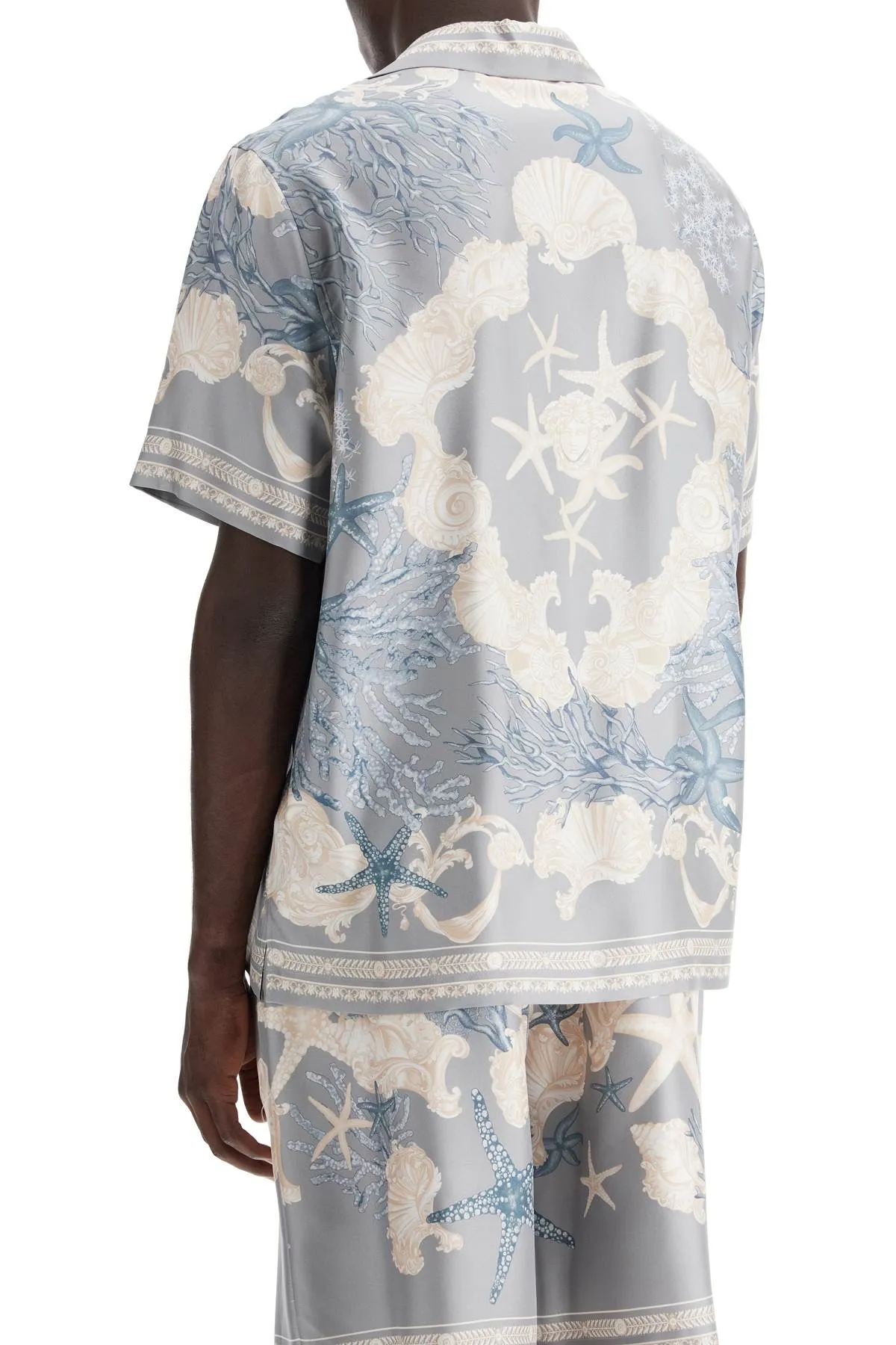 baroque printed silk bowling shirt set for the 1003926 1A11093 COCRETE DUSTY BLUE BONE
