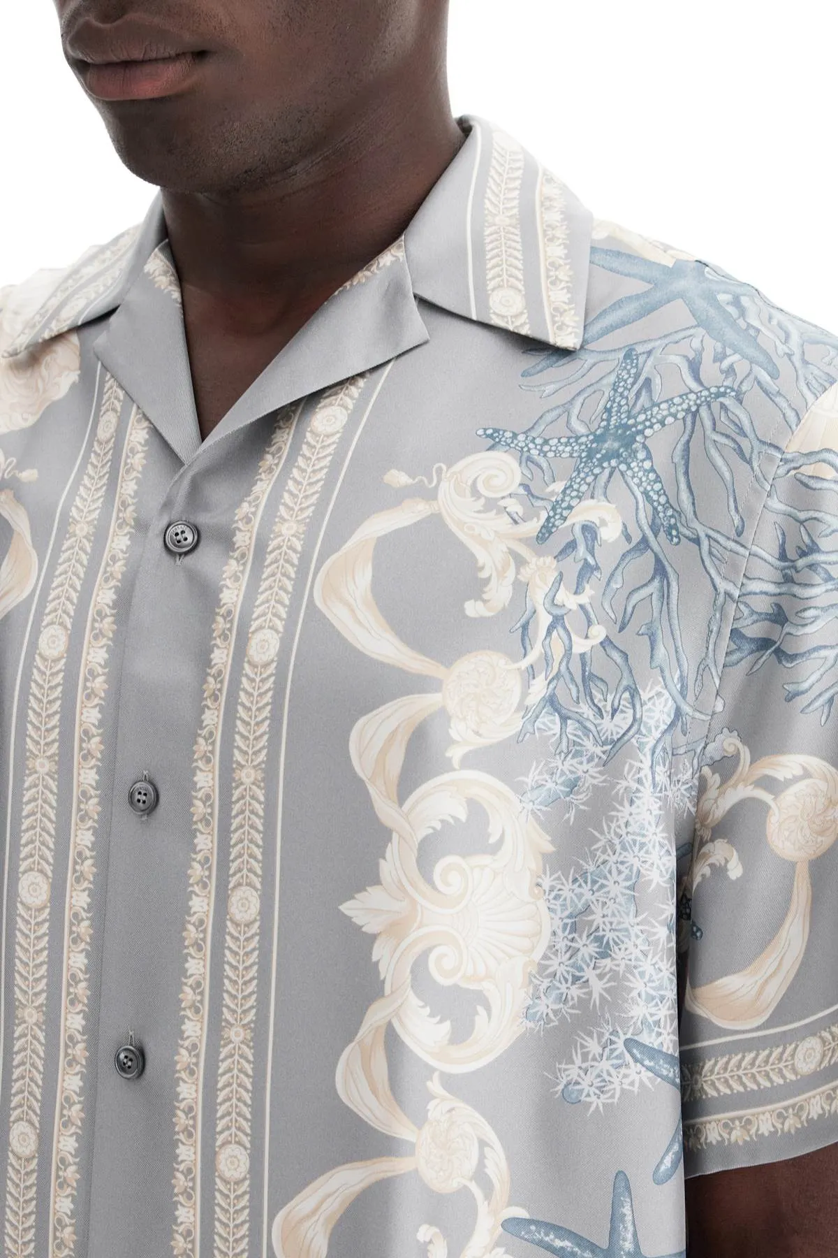 baroque printed silk bowling shirt set for the 1003926 1A11093 COCRETE DUSTY BLUE BONE