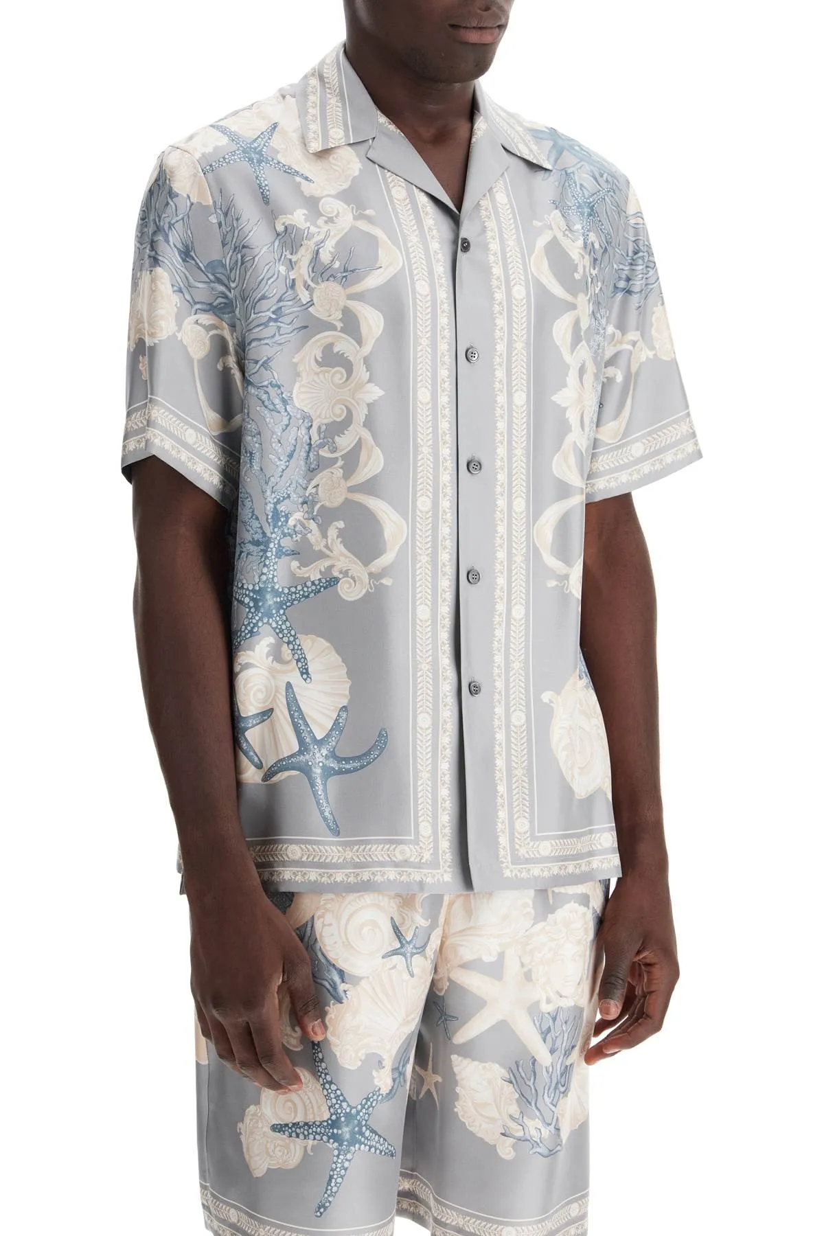 baroque printed silk bowling shirt set for the 1003926 1A11093 COCRETE DUSTY BLUE BONE