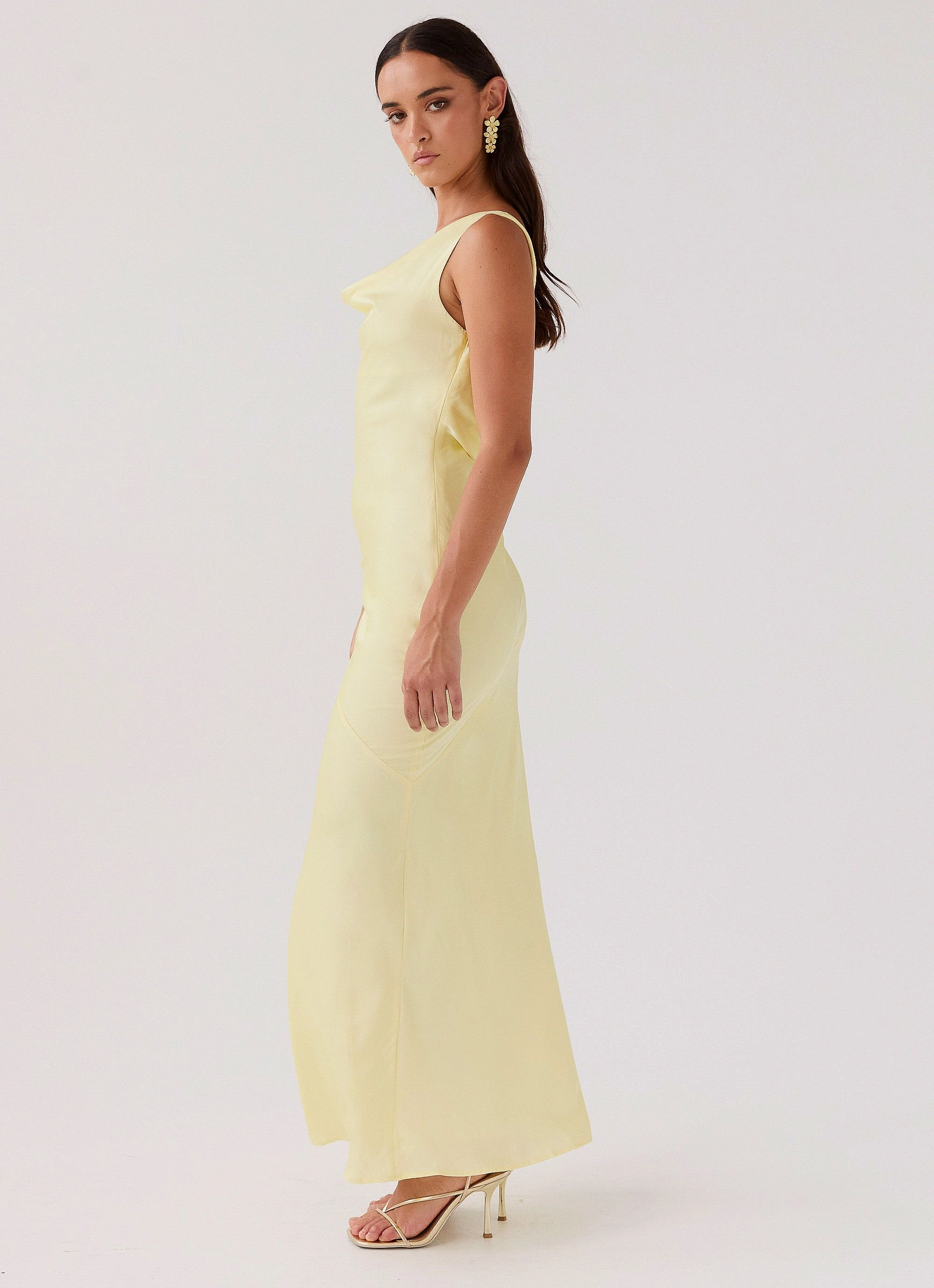 Be Mine Satin Maxi Dress - Canary Fresh Form