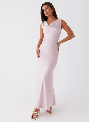 Soft Tones Plus Fit Be Mine Satin Maxi Dress - Mauve Pink