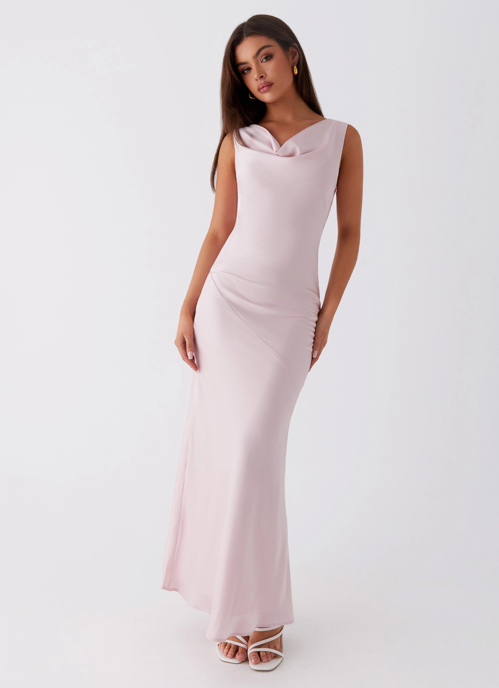 Tassel-Detail Be Mine Satin Maxi Dress - Mauve Pink