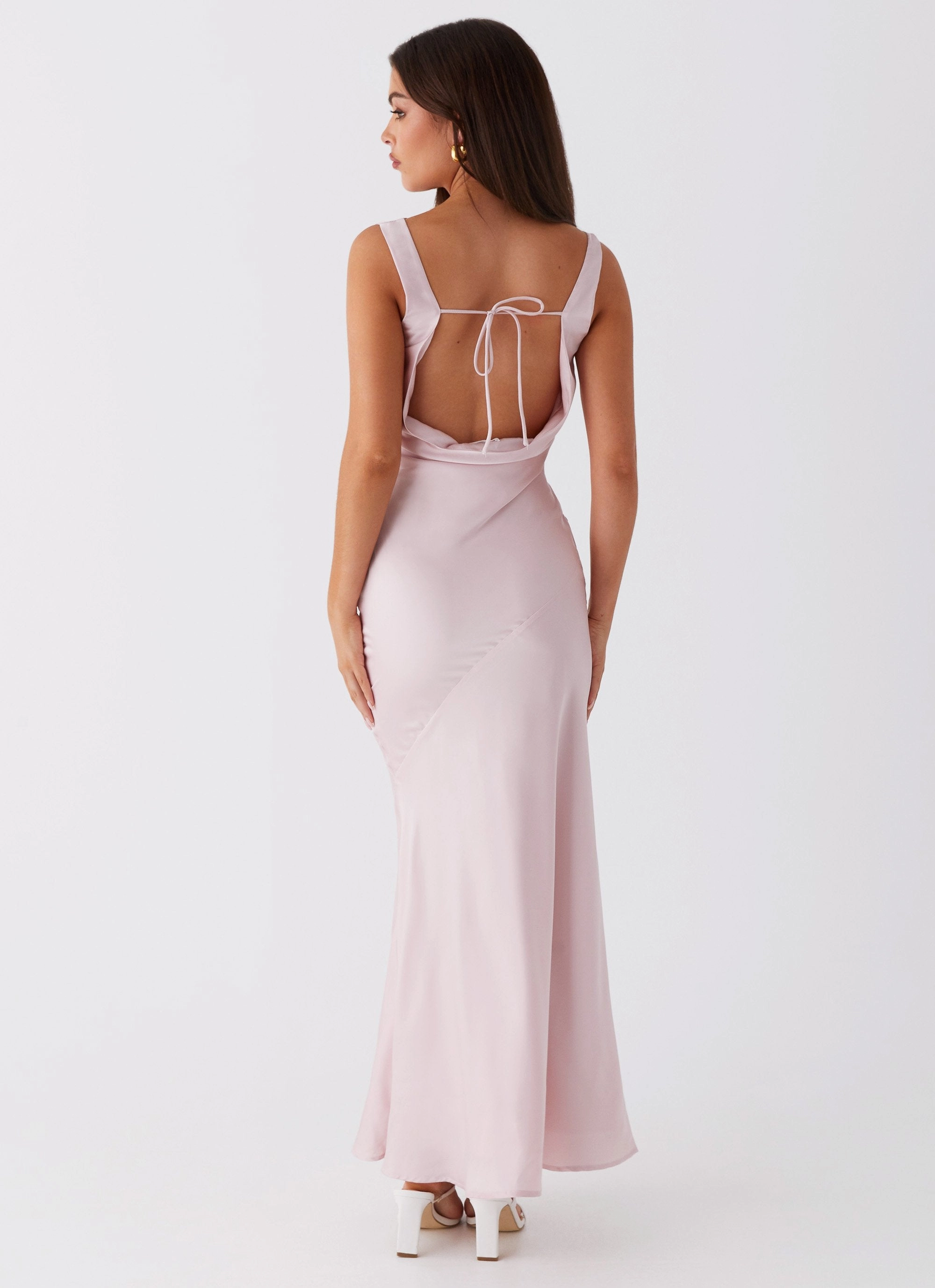 Comfy Style Church Scene Be Mine Satin Maxi Dress - Mauve Pink