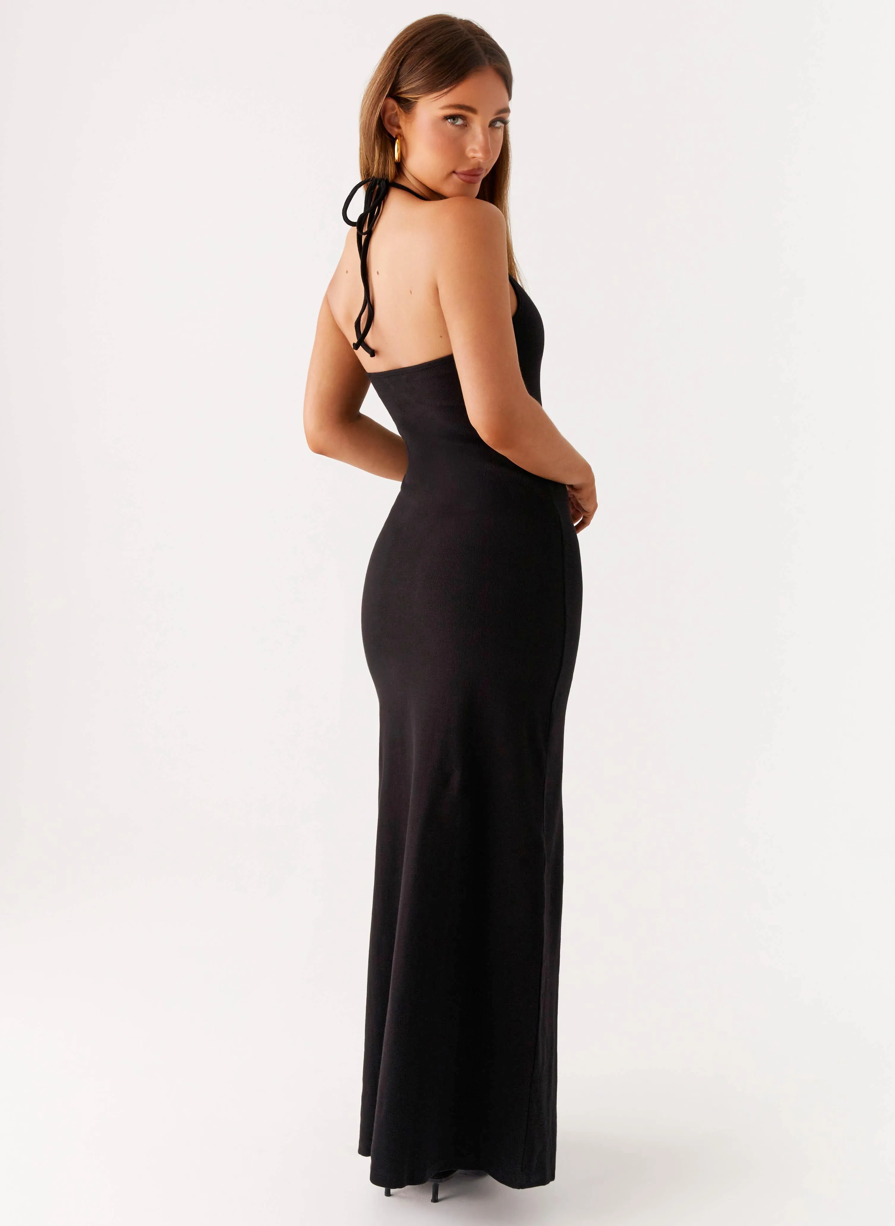 Smooth Detail Trendy Fit Look Yaselle Button Front Maxi Dress - Black
