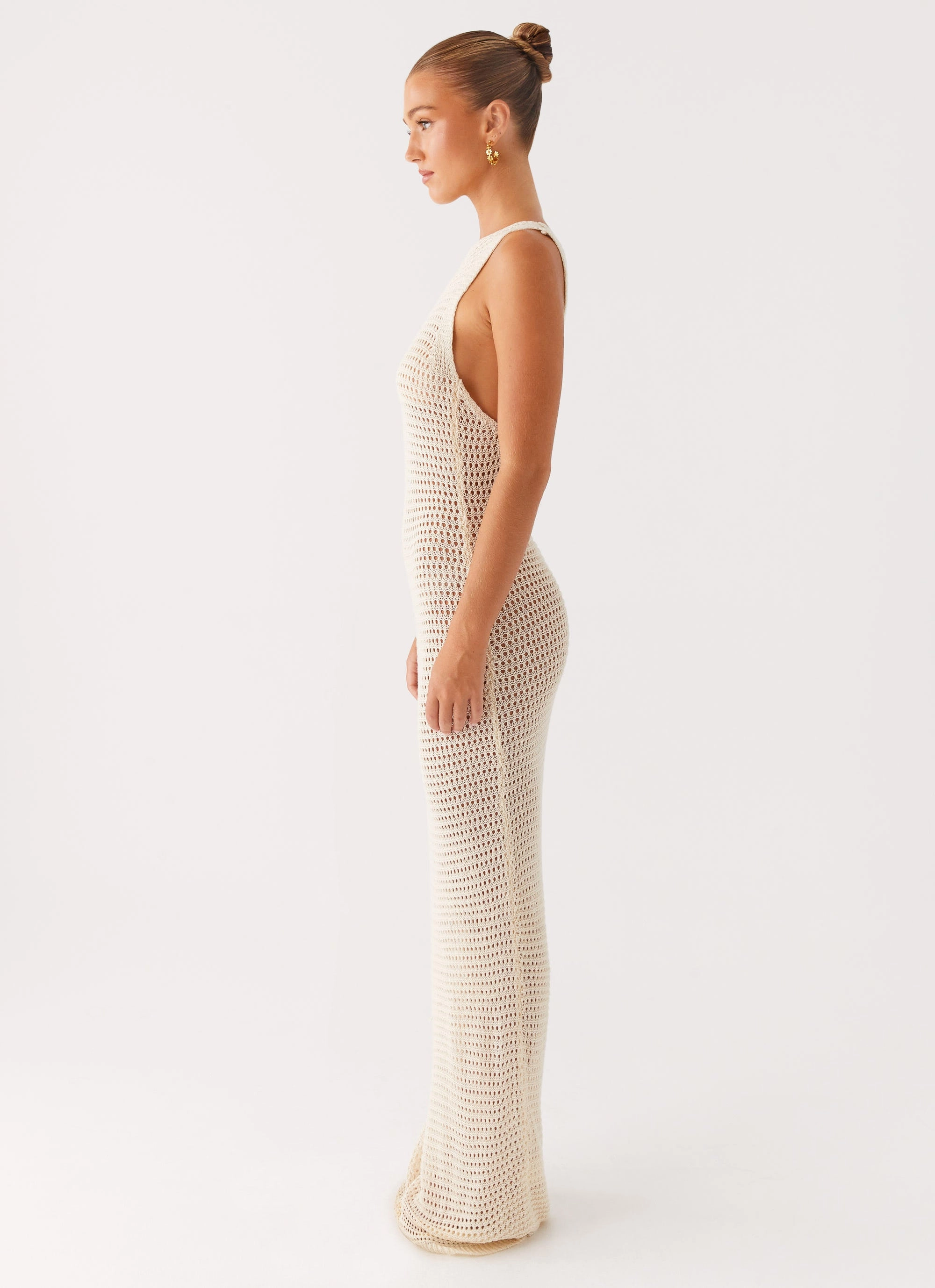 Wool-Blend Beach House Crochet Maxi Dress - White