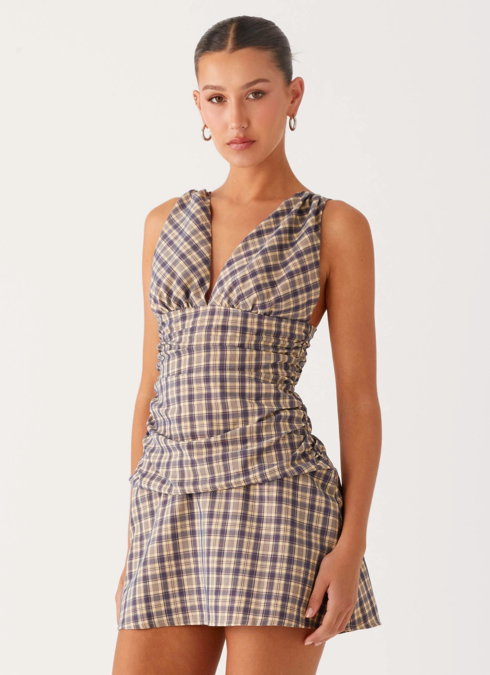 Tablo Drop Waist Mini Dress - Check Print Comfy Fit Wear