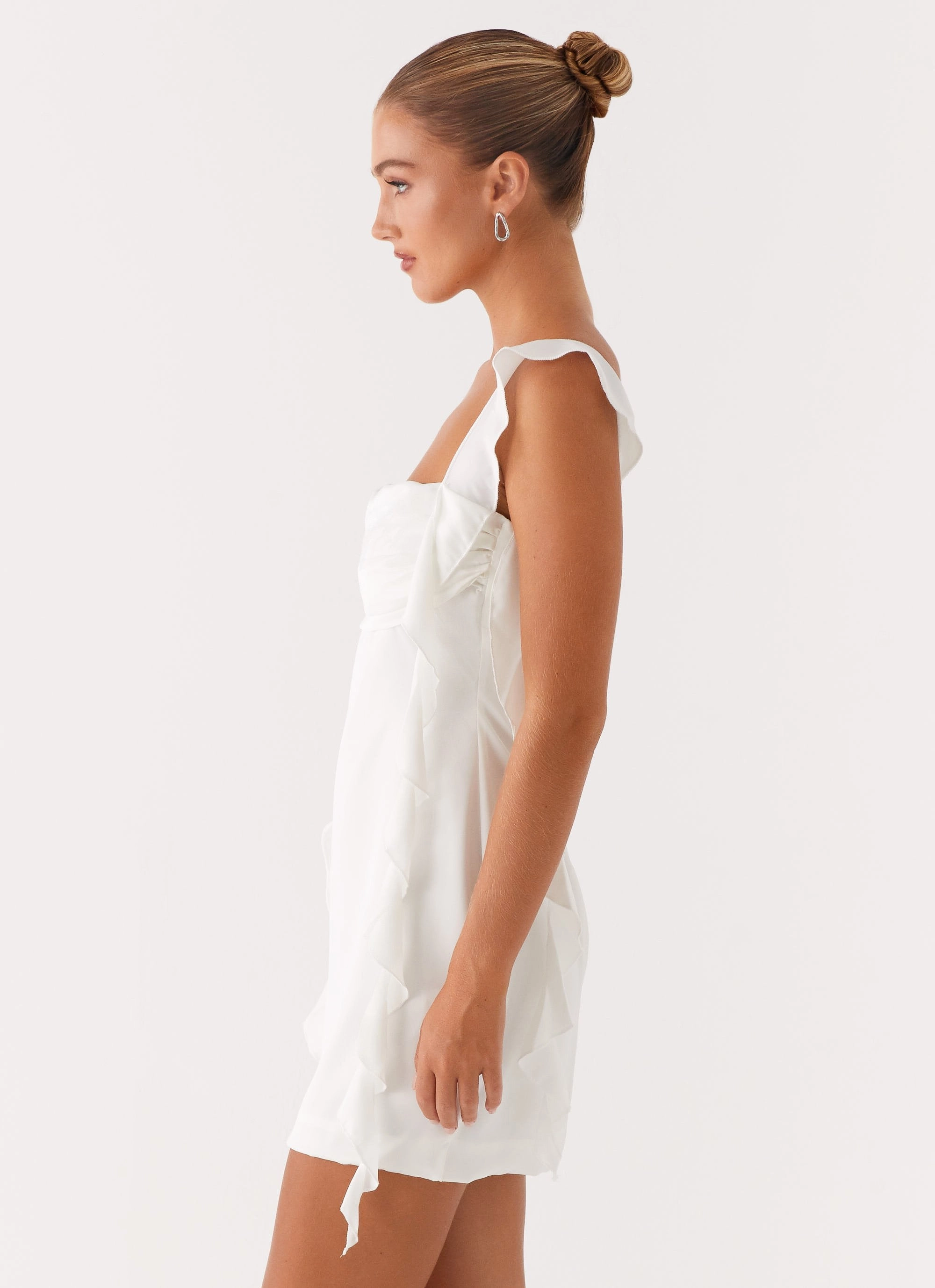 Contemporary Waist Beckham Mini Dress - White