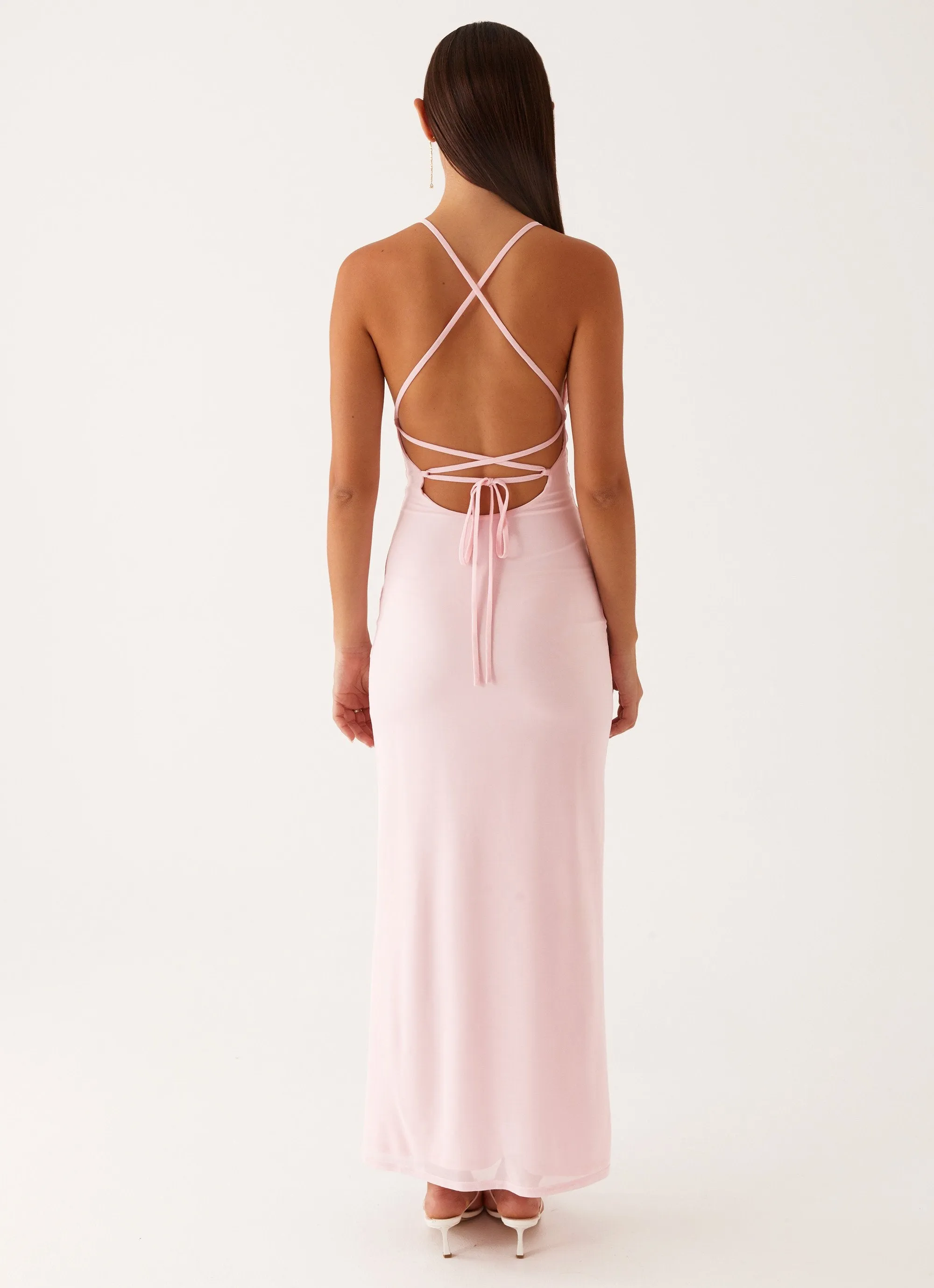Beki Beaded Mesh Maxi Dress - Pink Comfortable Wear Rose Flush