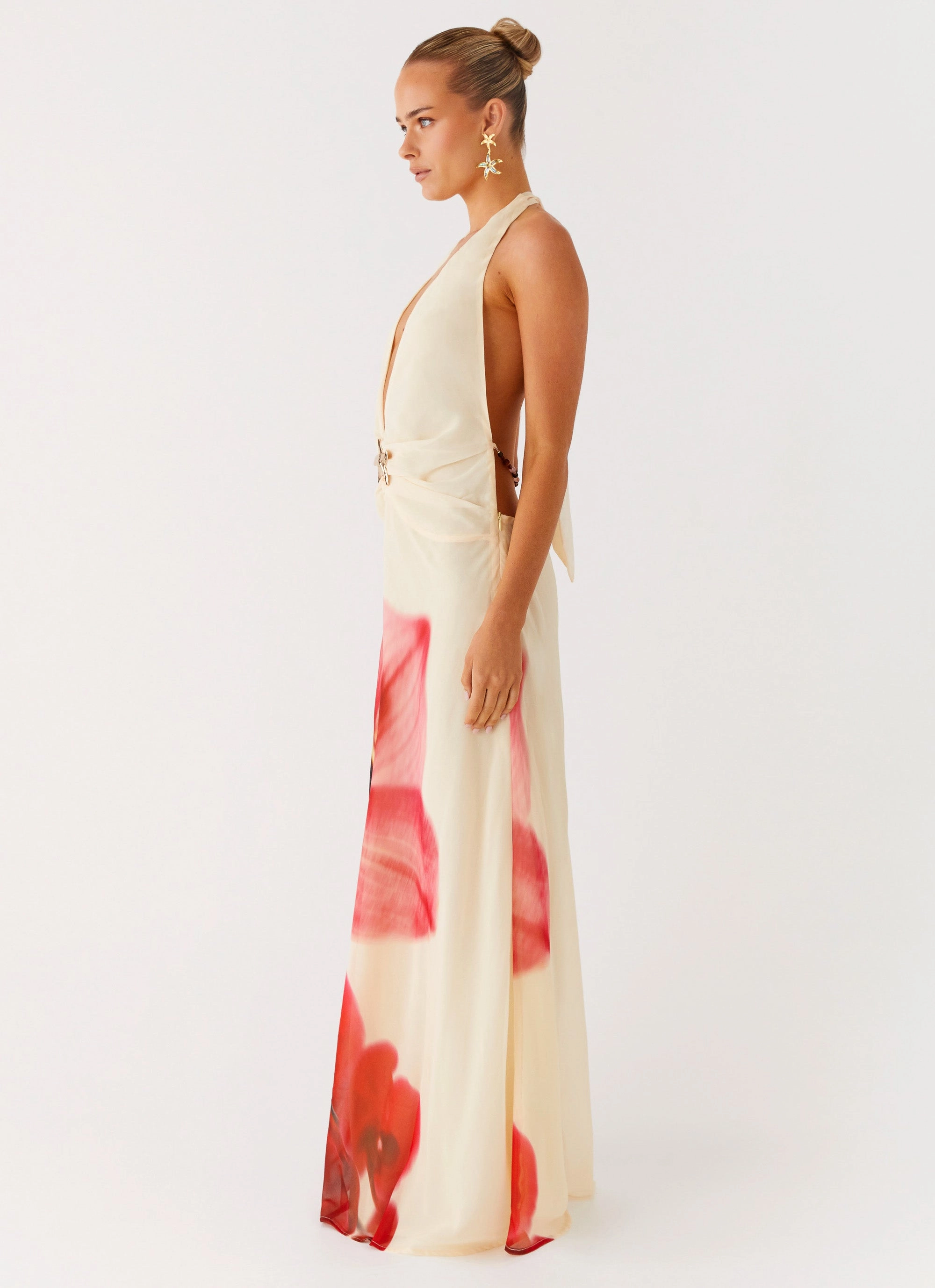 Shiny Zip Belivia Maxi Dress - Yellow Bloom
