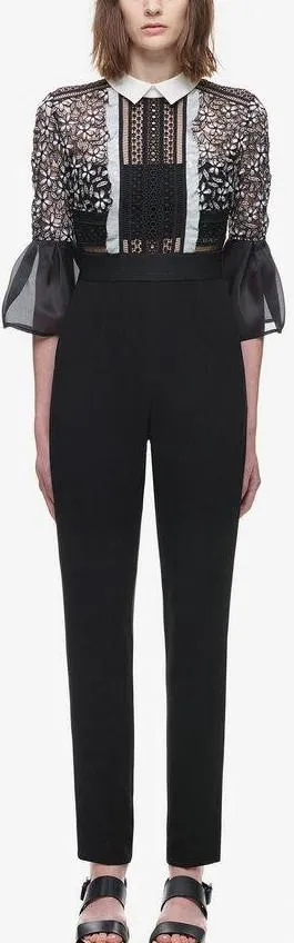Bell-Sleeve Guipure Lace Jumpsuit
