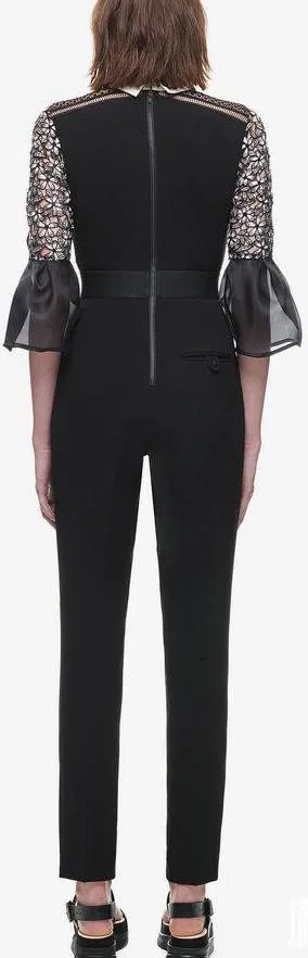 Bell-Sleeve Guipure Lace Jumpsuit
