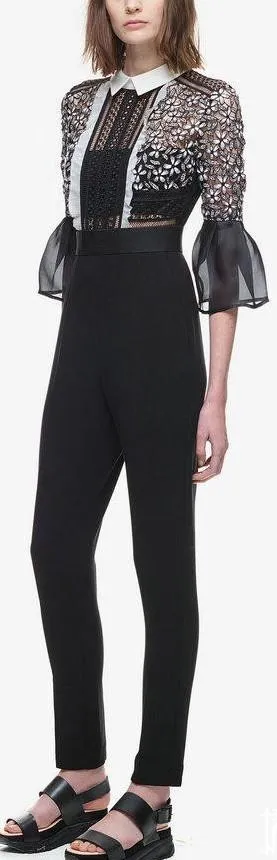 Bell-Sleeve Guipure Lace Jumpsuit
