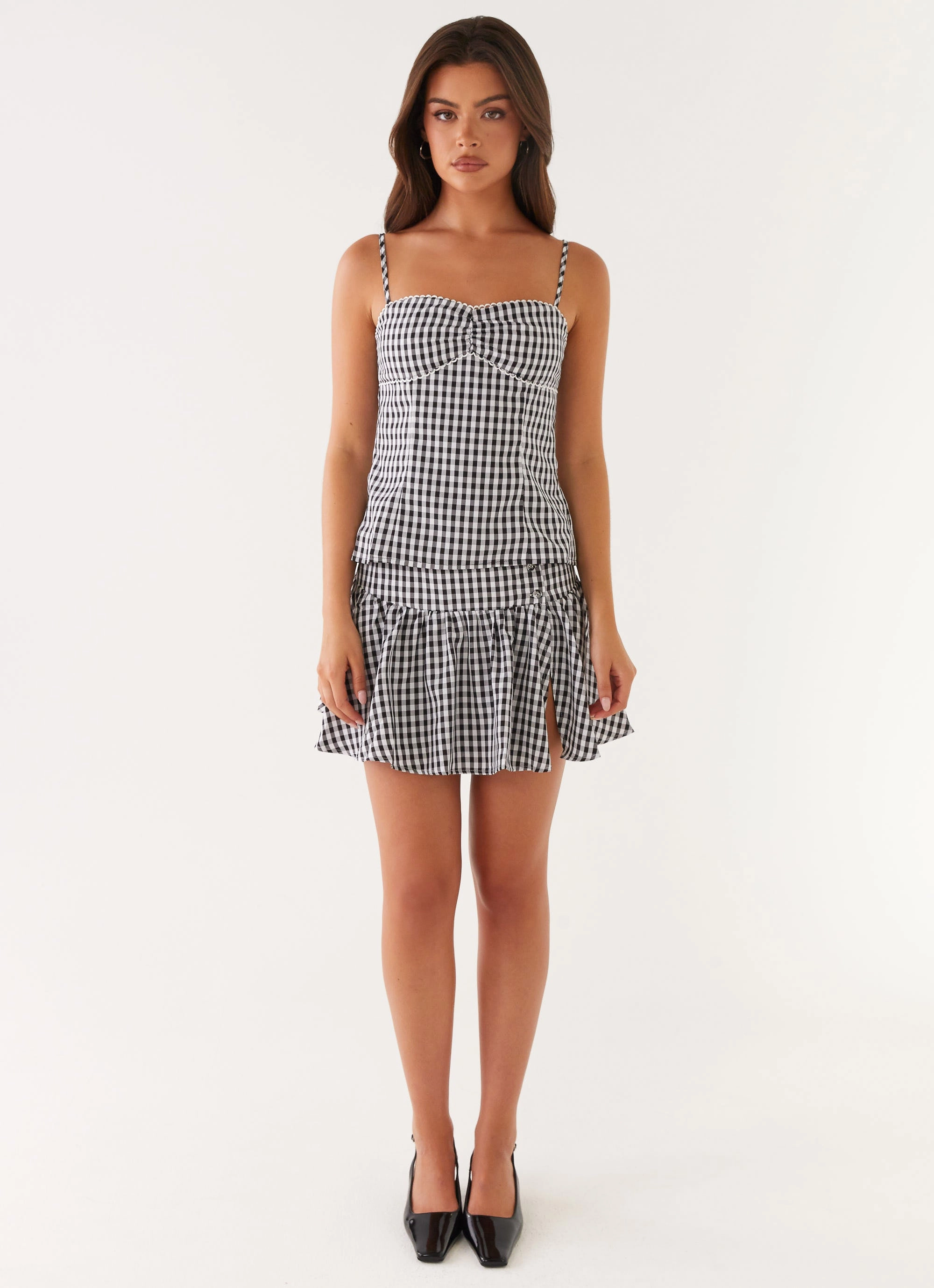 Bellamy Top - Black Gingham SoftBrushed