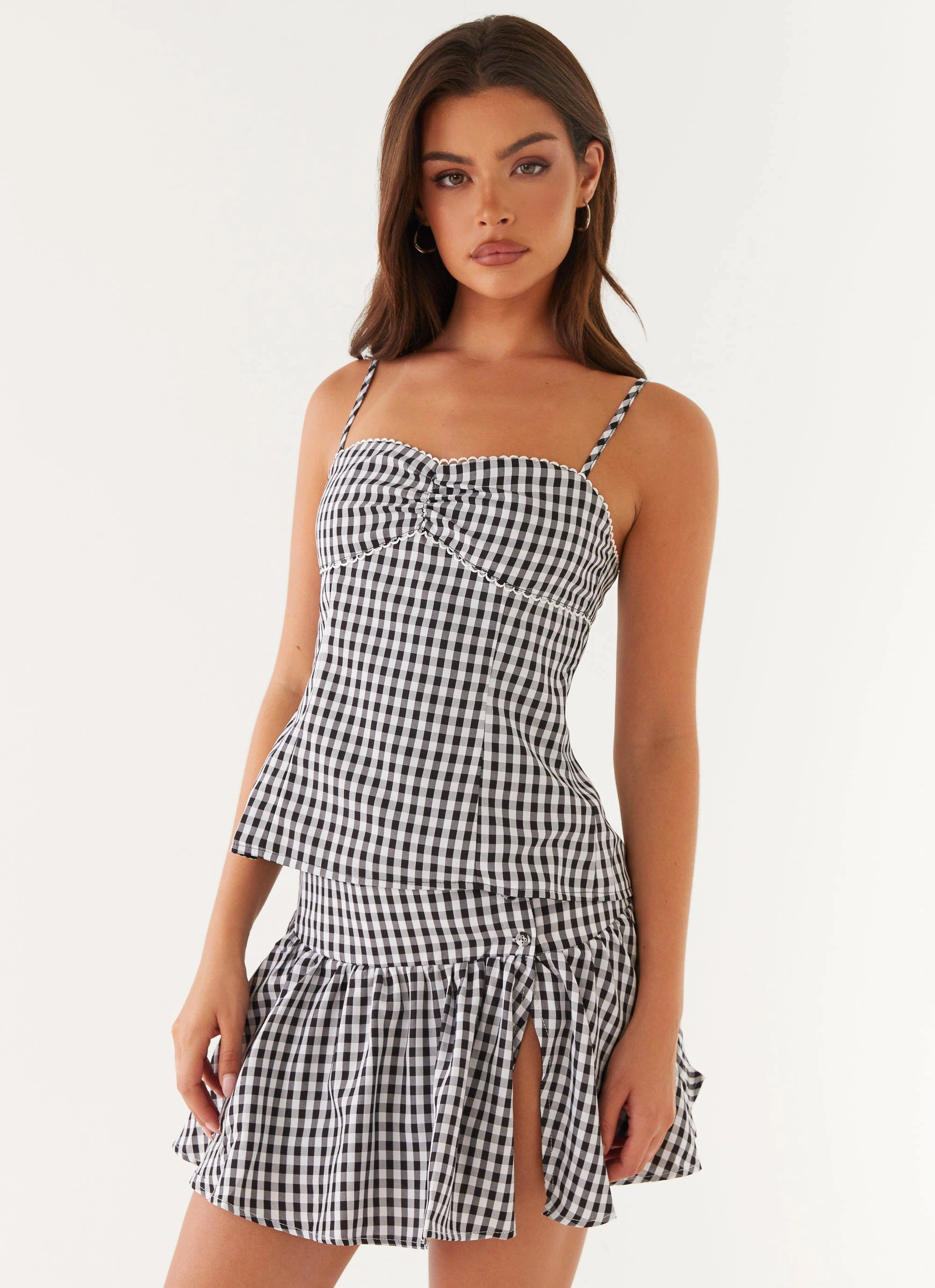 Stylish Tank Bellamy Top - Black Gingham