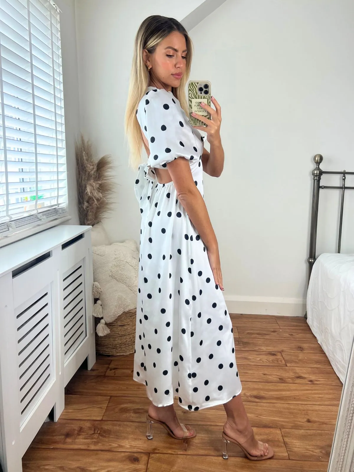 Belle Tie Back Midi Dress / Mono Date night Long Sleeve