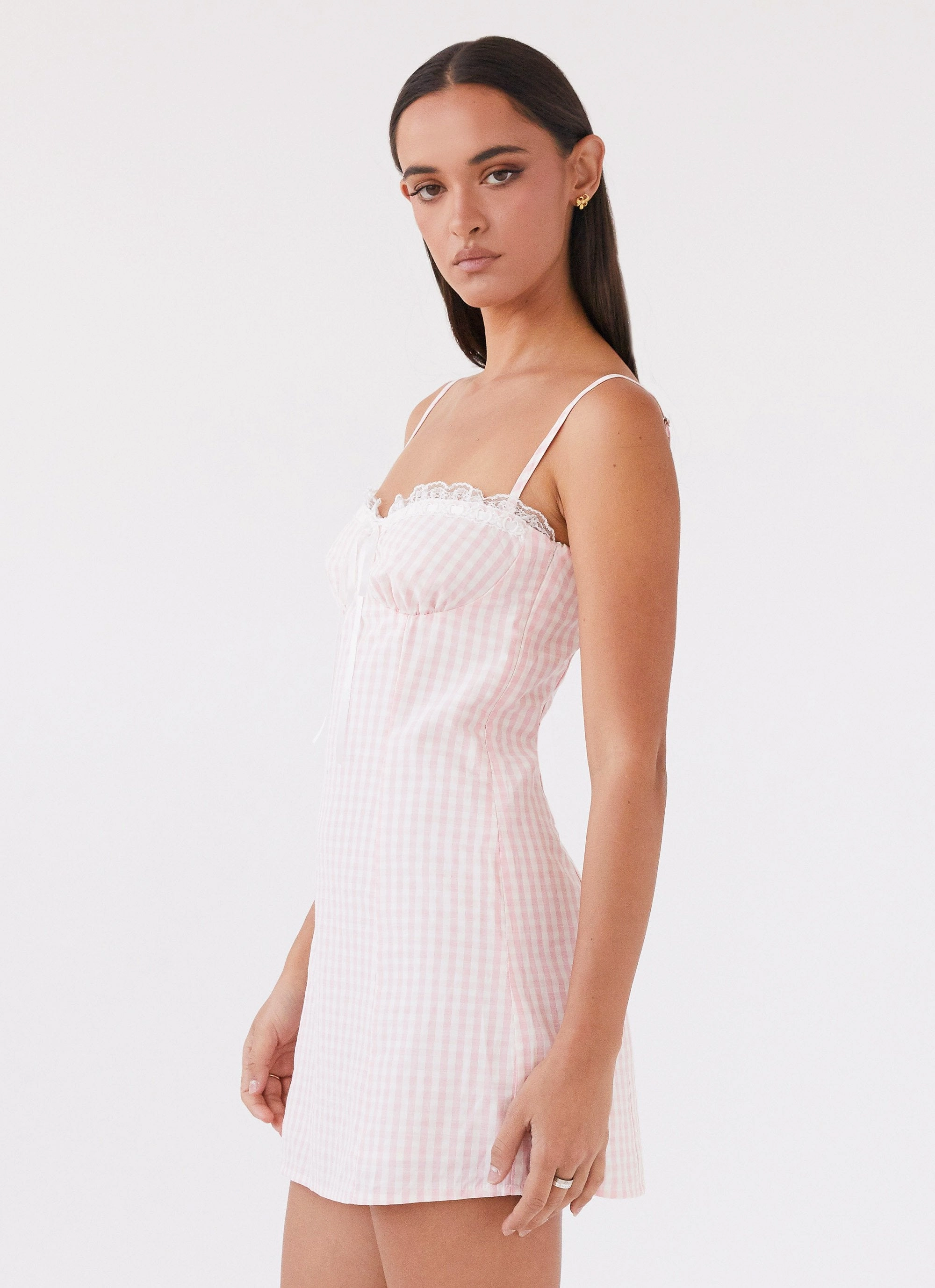 Bellissima Bustier Mini Dress - Pink Gingham Exclusive-Design Perfectly Fit Look