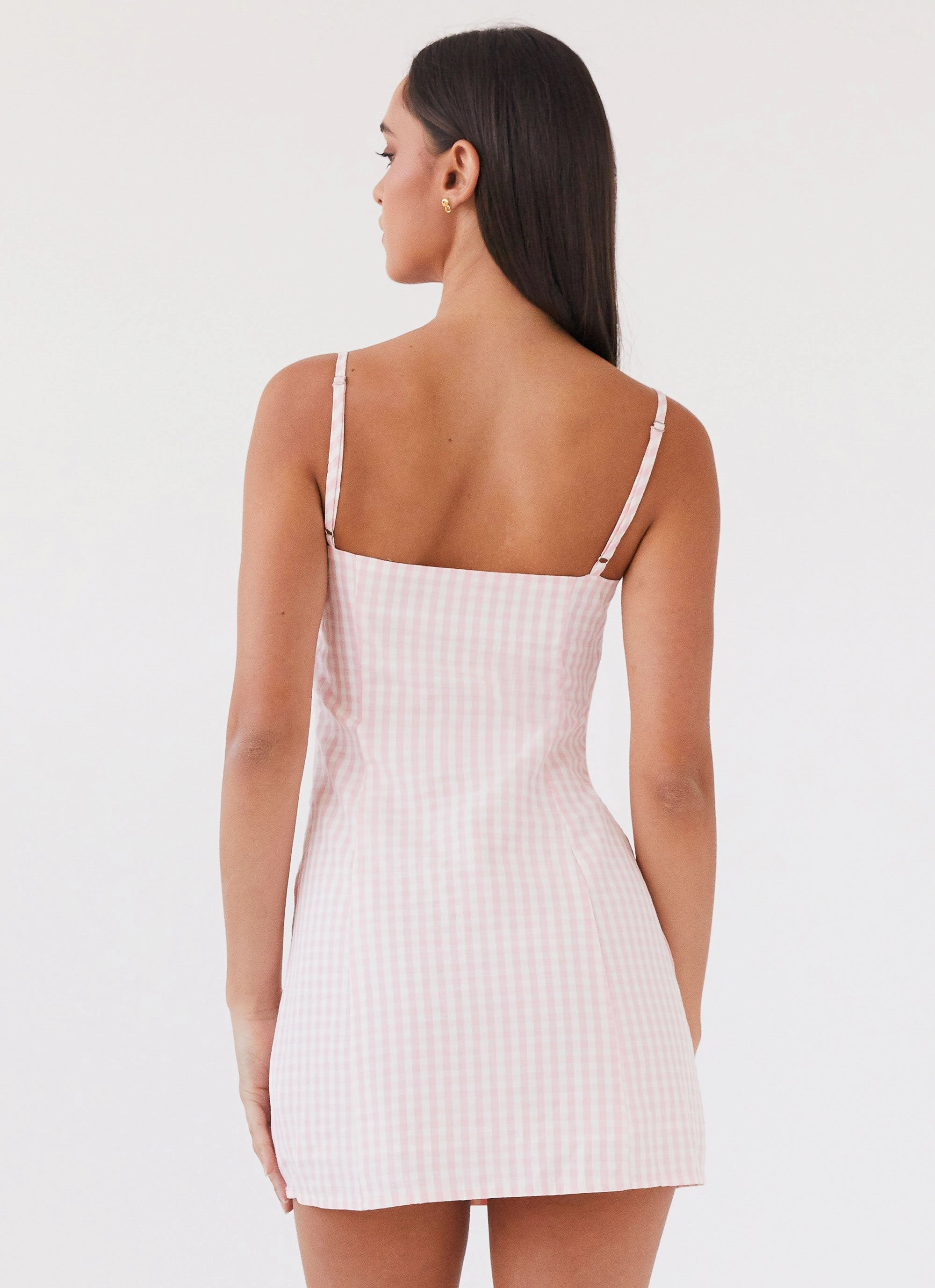 Bellissima Bustier Mini Dress - Pink Gingham Delicate Edge