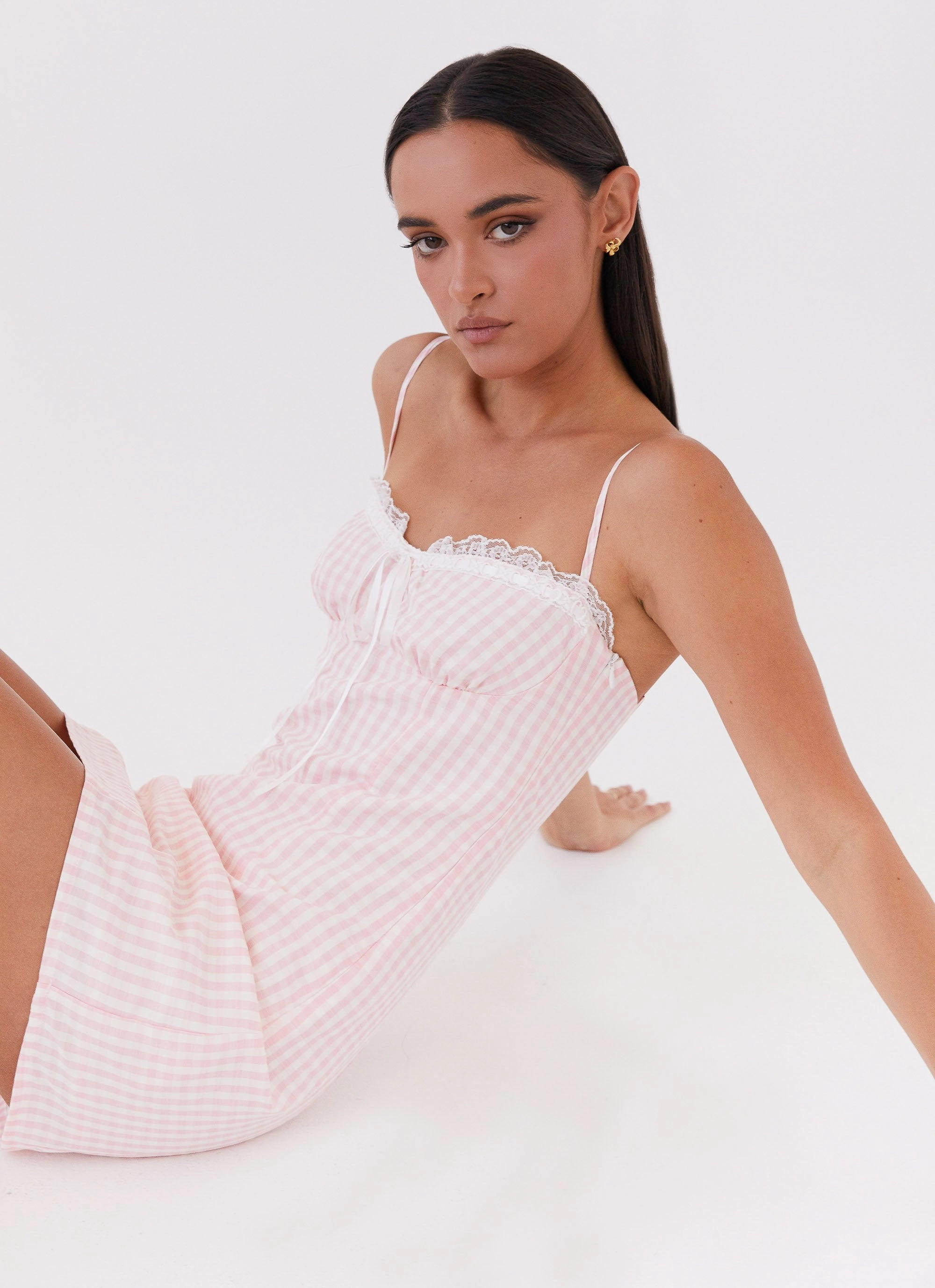 Bellissima Bustier Mini Dress - Pink Gingham Cozy Base