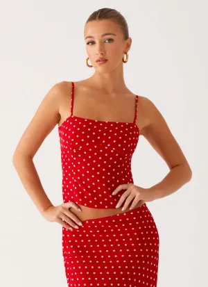 Hidden Zipper Closure MultiPocket Bendita Top - Red Polka Dot