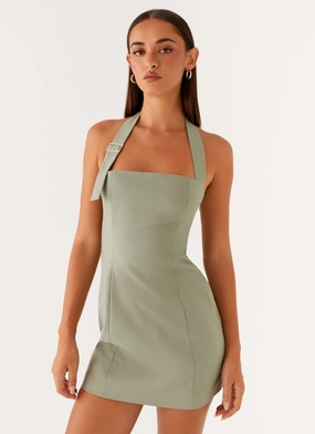 Boho Mood Classic Layer Bianca Halter Dress - Sage