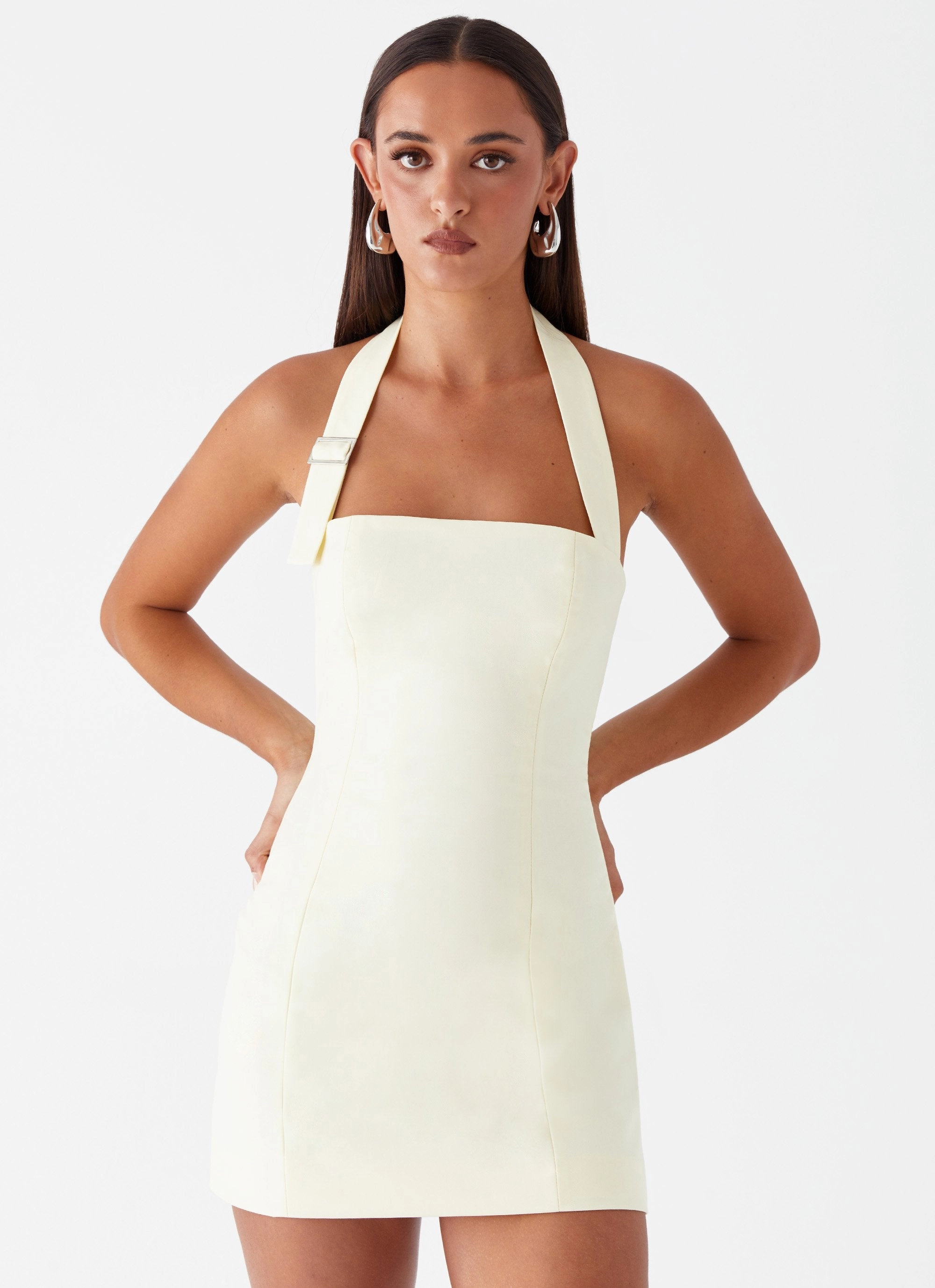 Work or Casual Classic Comfort Bianca Halter Dress - Yellow
