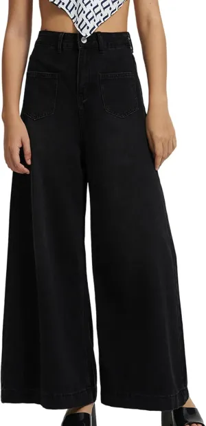 Bidobibo Womens Wide Leg Pants with Pockets Bootcut Denim Pants High Waisted Pants for Women Dressy Flare Denim Pants 2024