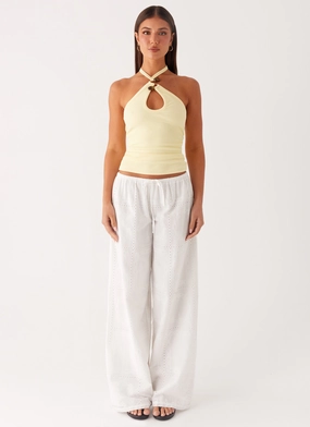 Soft and Cozy Bille Low Rise Pants - White