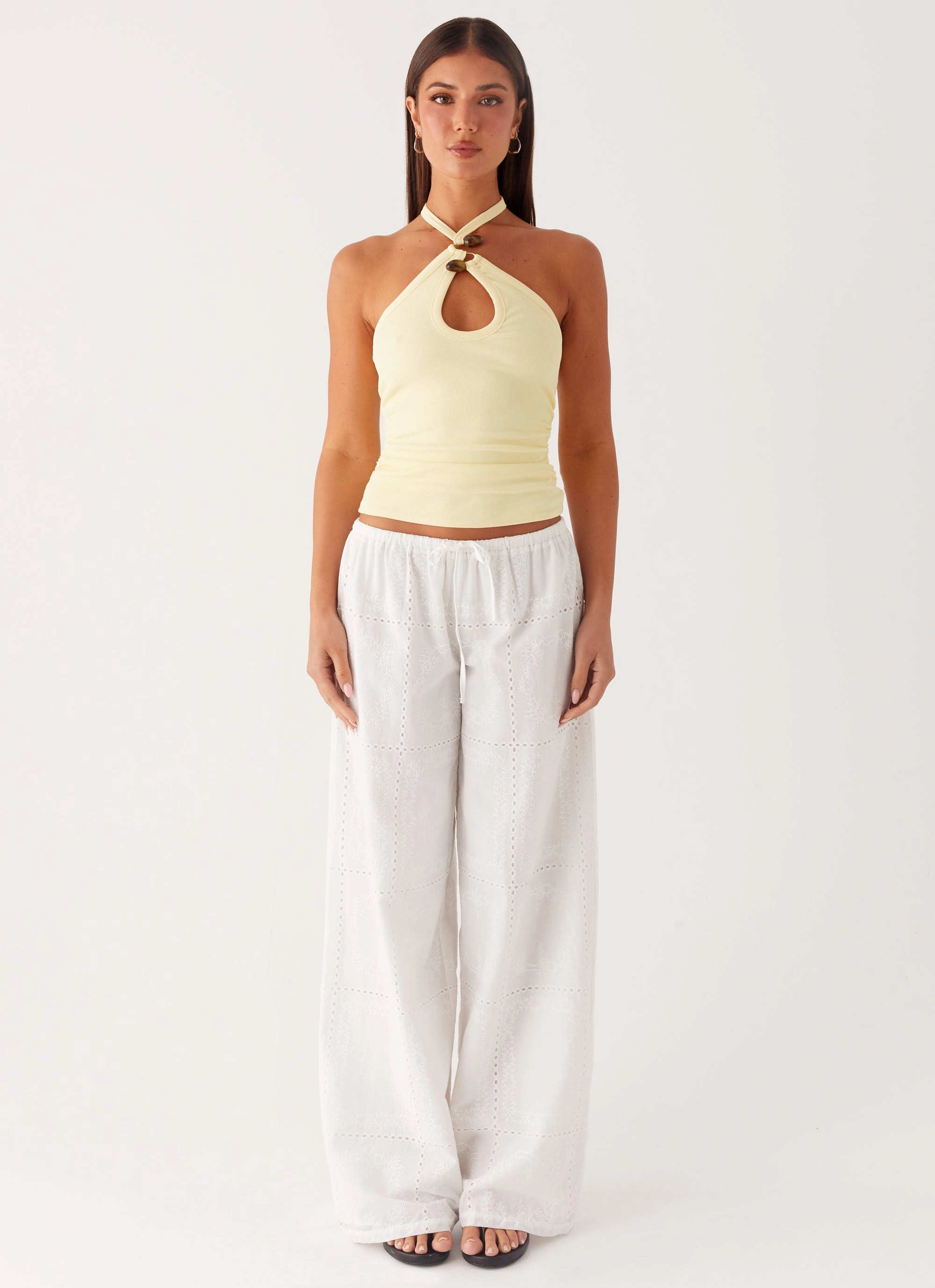 Soft and Cozy Bille Low Rise Pants - White