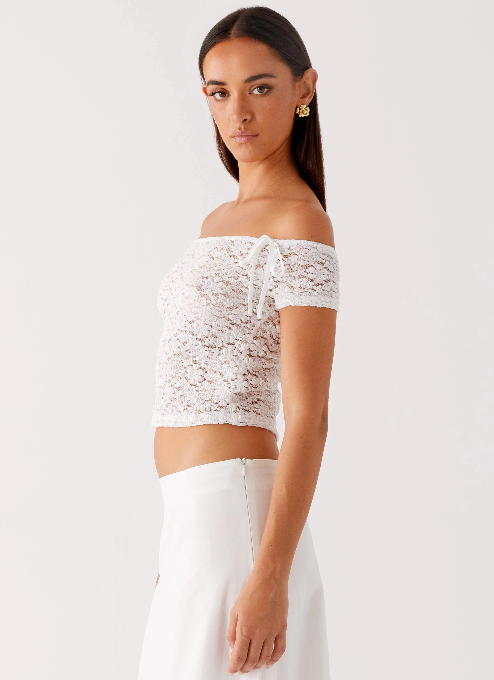 Billie Lace Top - Ivory Durable Interlock Stitch