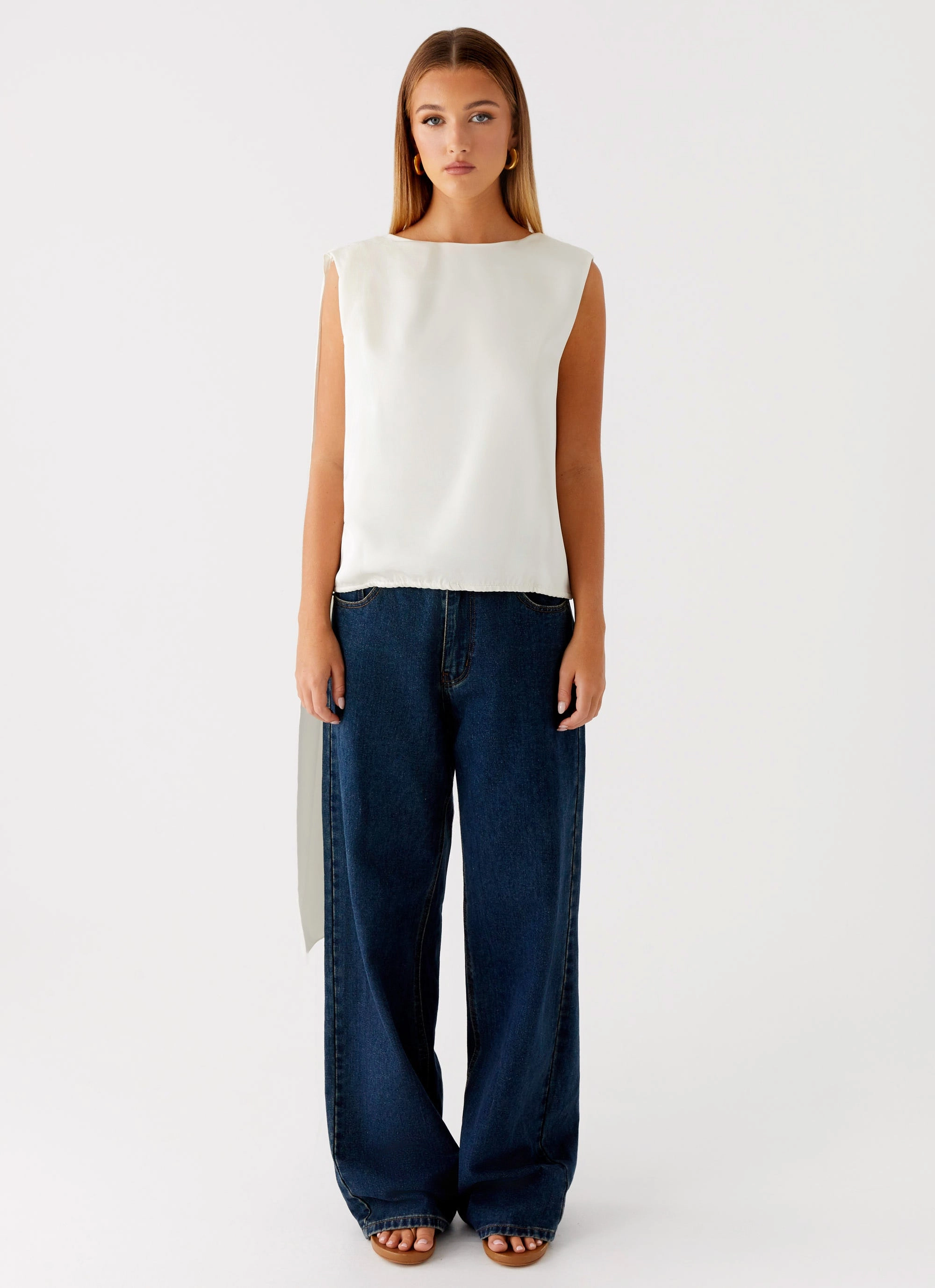 CrossBackDesign Tear Resistant Mojito Cowl Top - Ivory