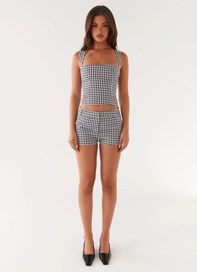 Easycare StretchTechnology Clayton Top - Black Gingham