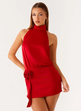 Birdie Halterneck Mini Dress - Red Quick Drying