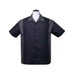 Black and Charcoal Bowling Shirt by Steady Clothing